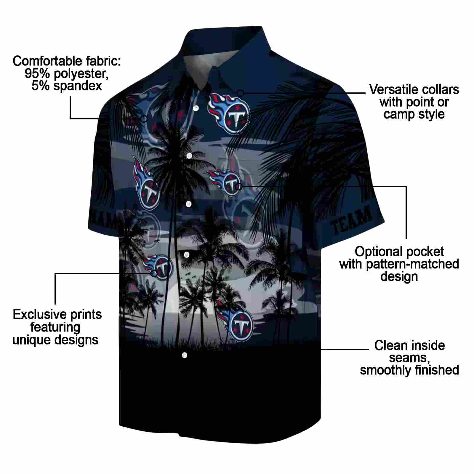 custom tennessee titans sunset scene navy black hawaiian shirt new arrival