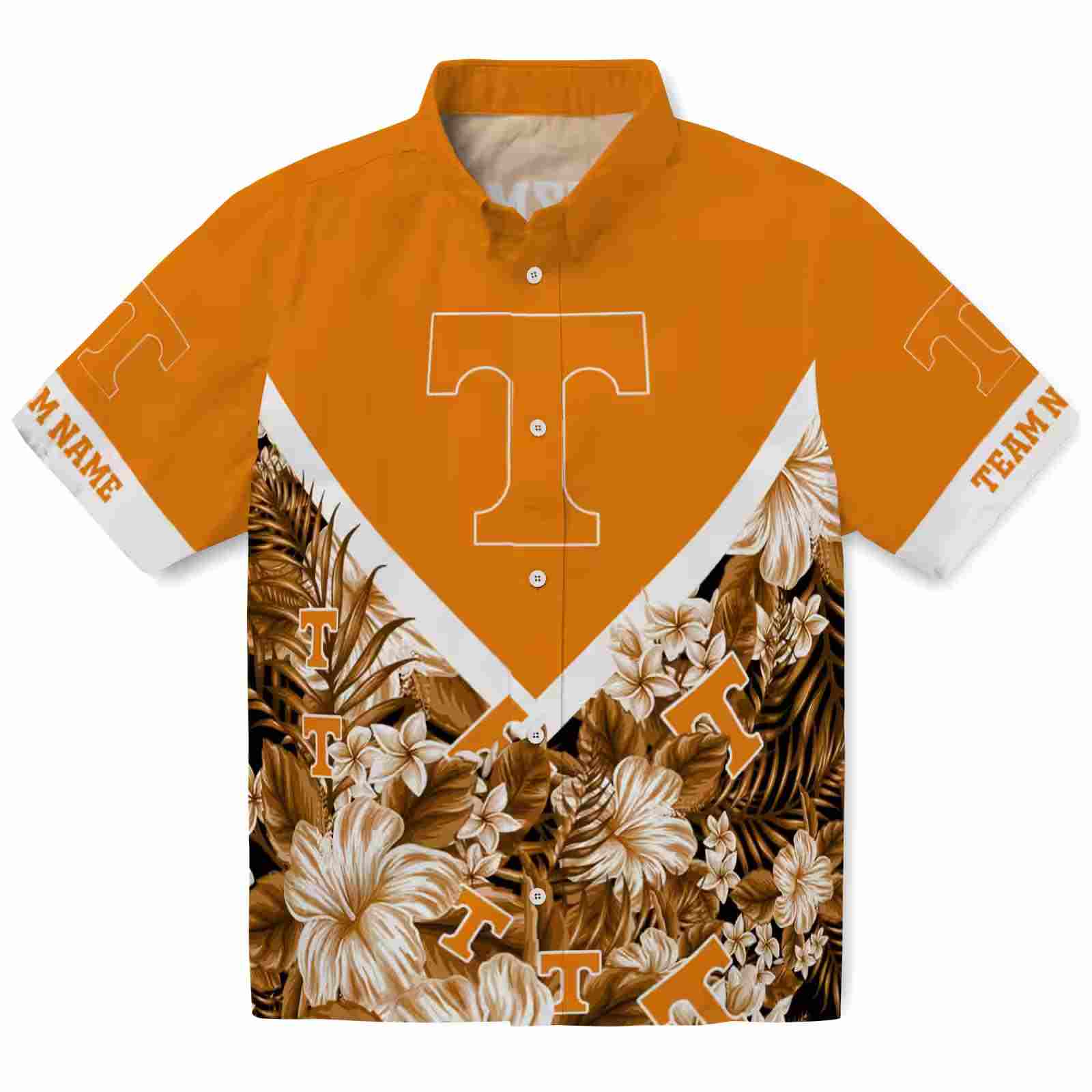 Custom Tennessee Volunteers Floral Chevron Orange Hawaiian Shirt