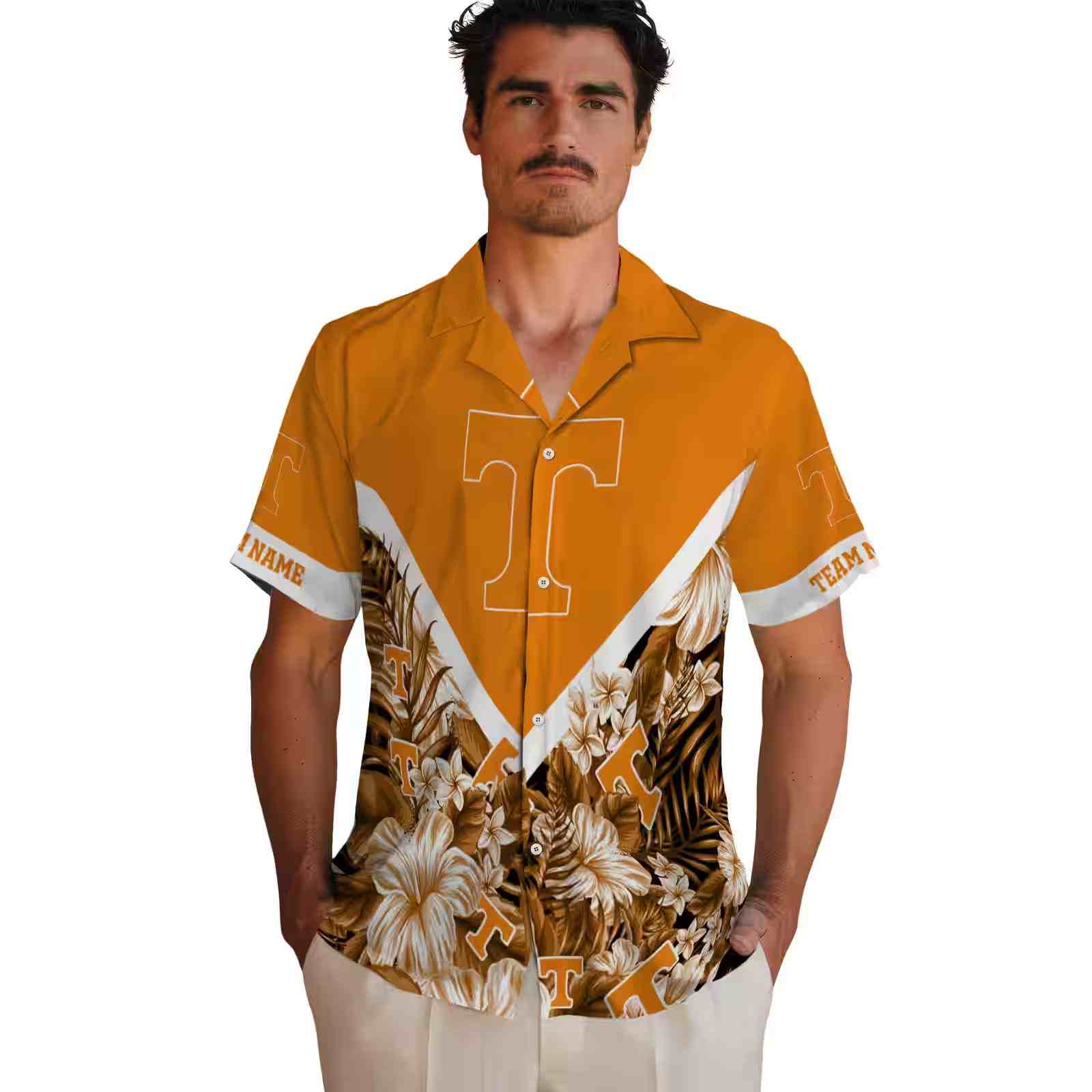 custom tennessee volunteers floral chevron orange hawaiian shirt fashion forward