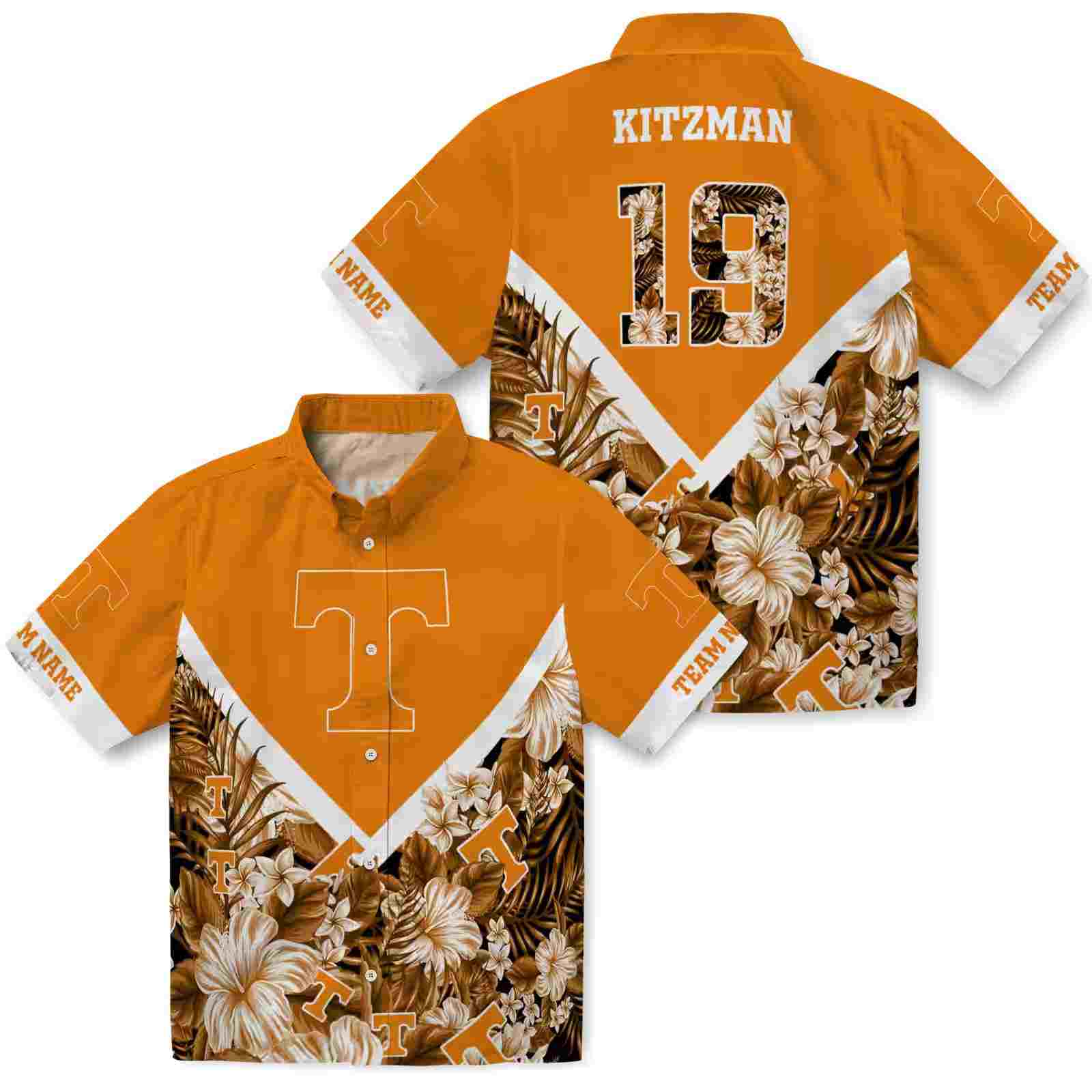 custom tennessee volunteers floral chevron orange hawaiian shirt high quality