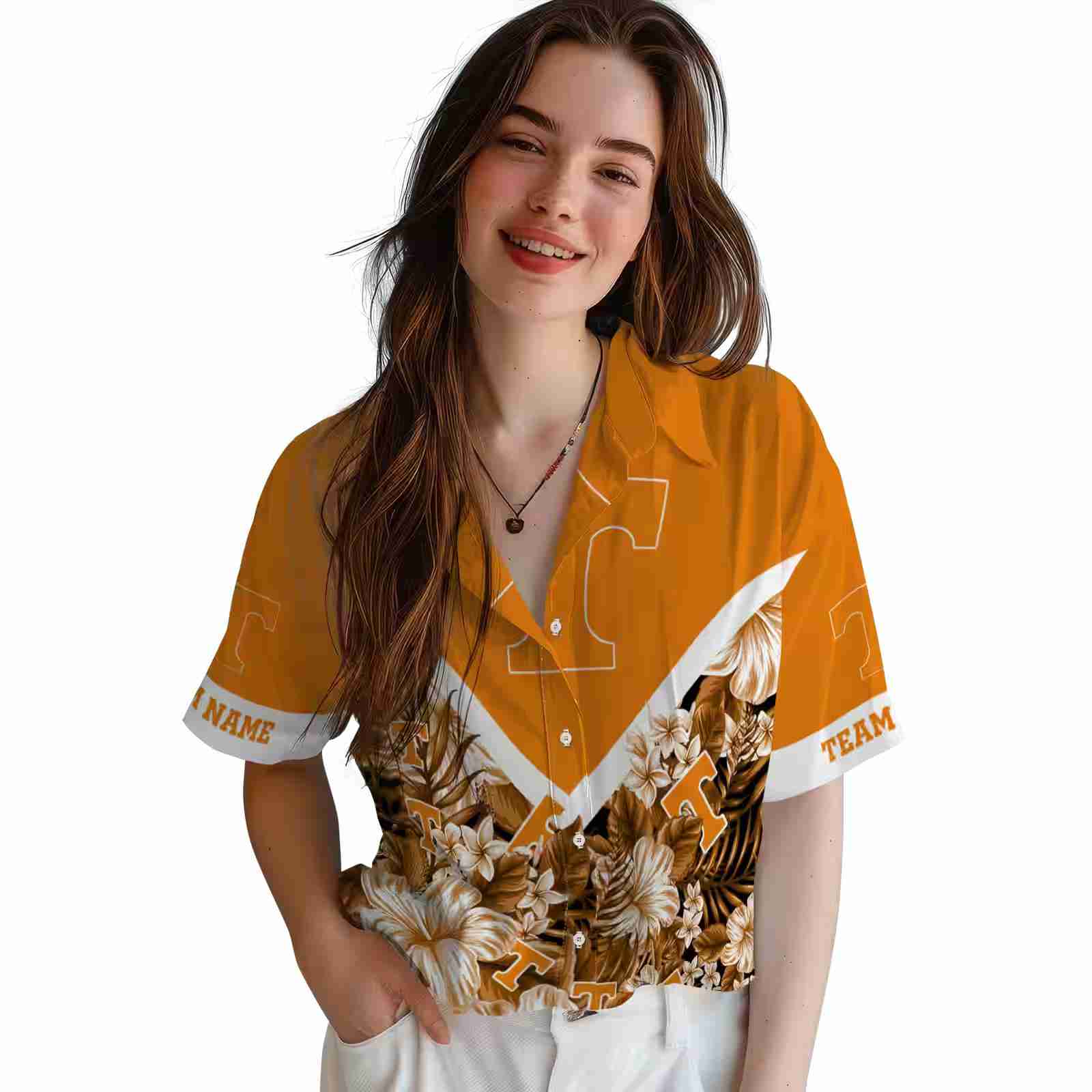 custom tennessee volunteers floral chevron orange hawaiian shirt latest model