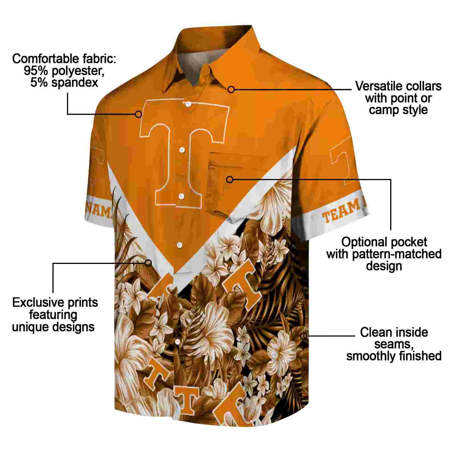 custom tennessee volunteers floral chevron orange hawaiian shirt new arrival