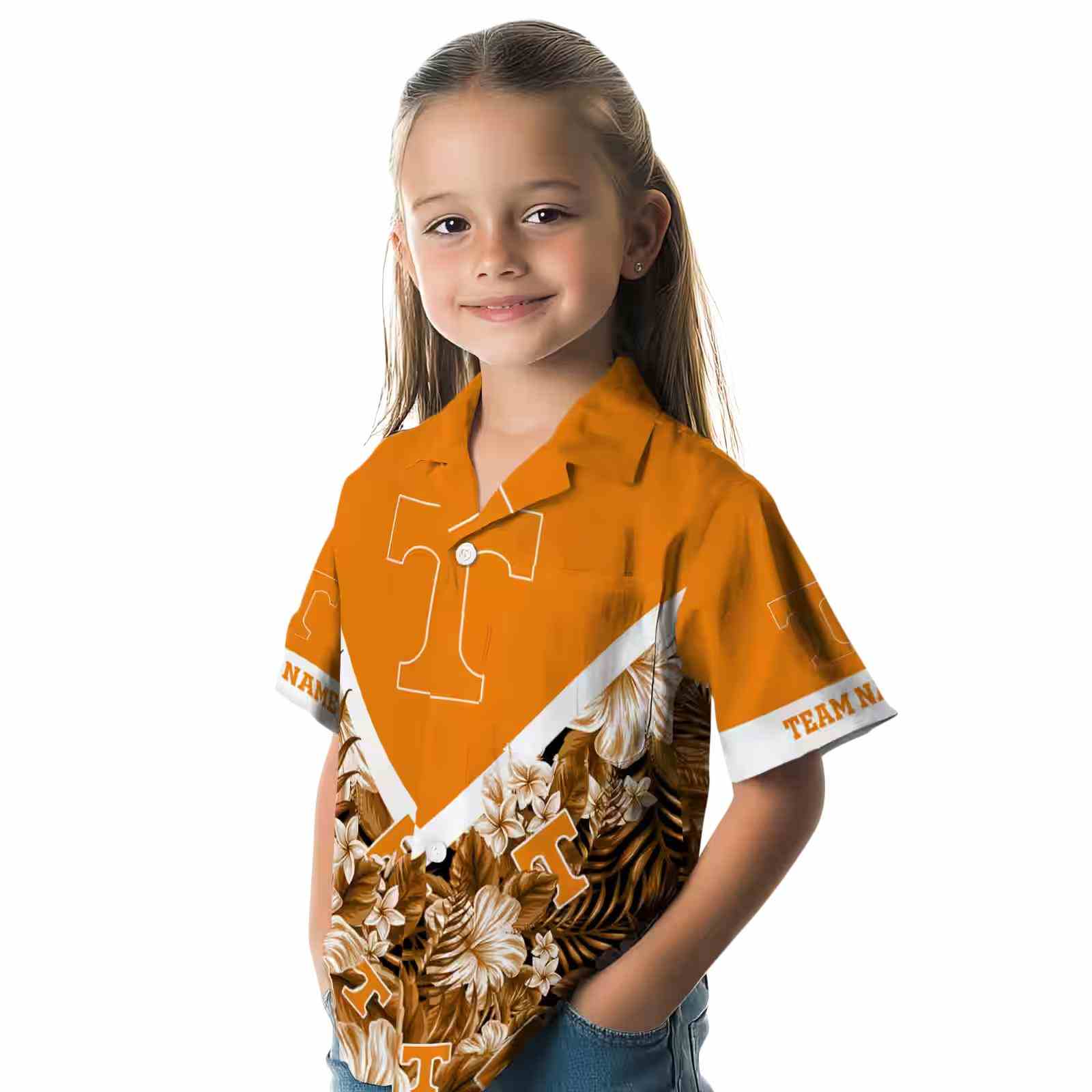 custom tennessee volunteers floral chevron orange hawaiian shirt premium grade