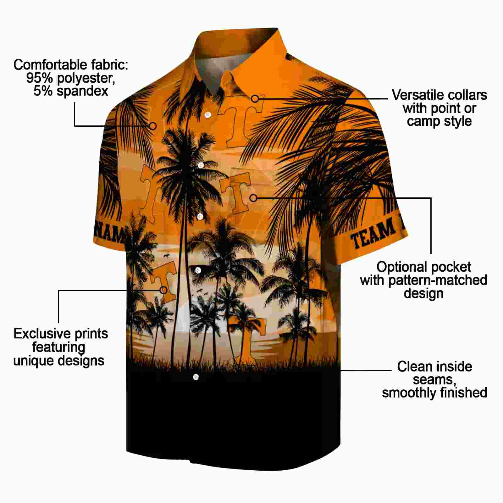 custom tennessee volunteers sunset scene orange black hawaiian shirt new arrival