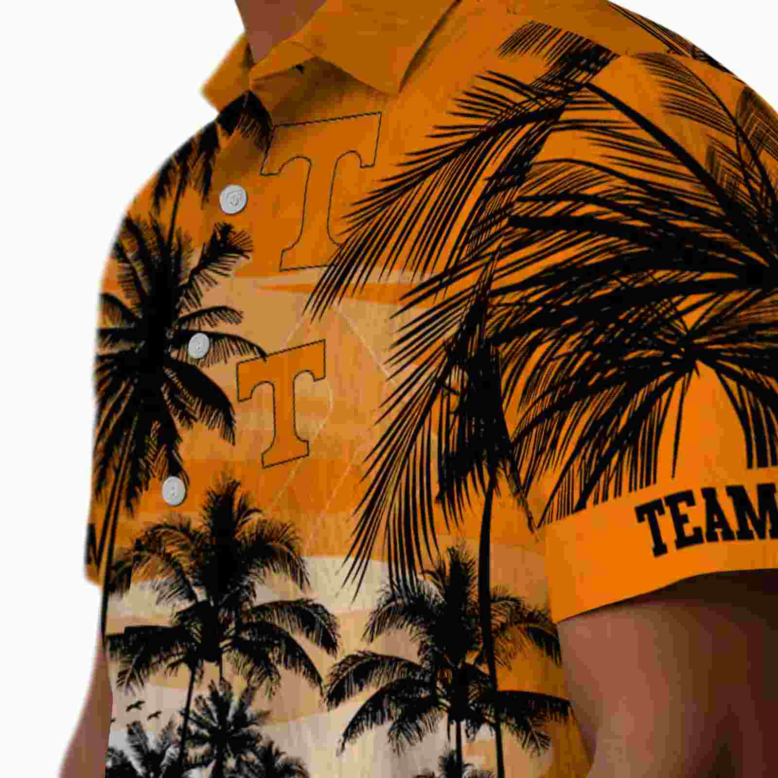 custom tennessee volunteers sunset scene orange black hawaiian shirt trendy