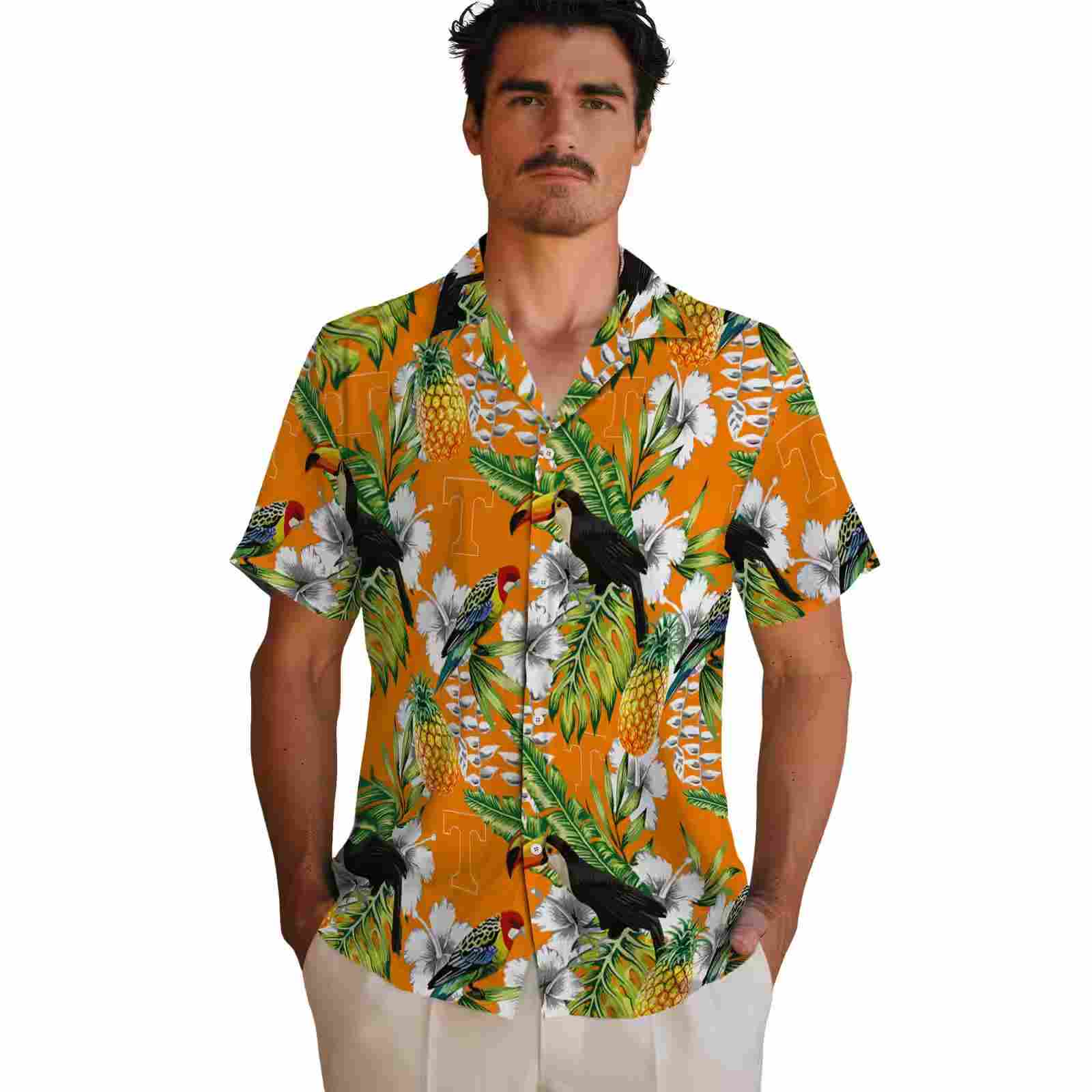 custom tennessee volunteers tropical toucan orange green hawaiian shirt fashion forward