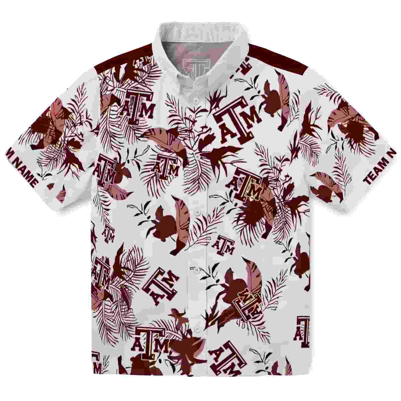 Custom Texas A&M Aggies Botanical Theme Maroon White Hawaiian Shirt