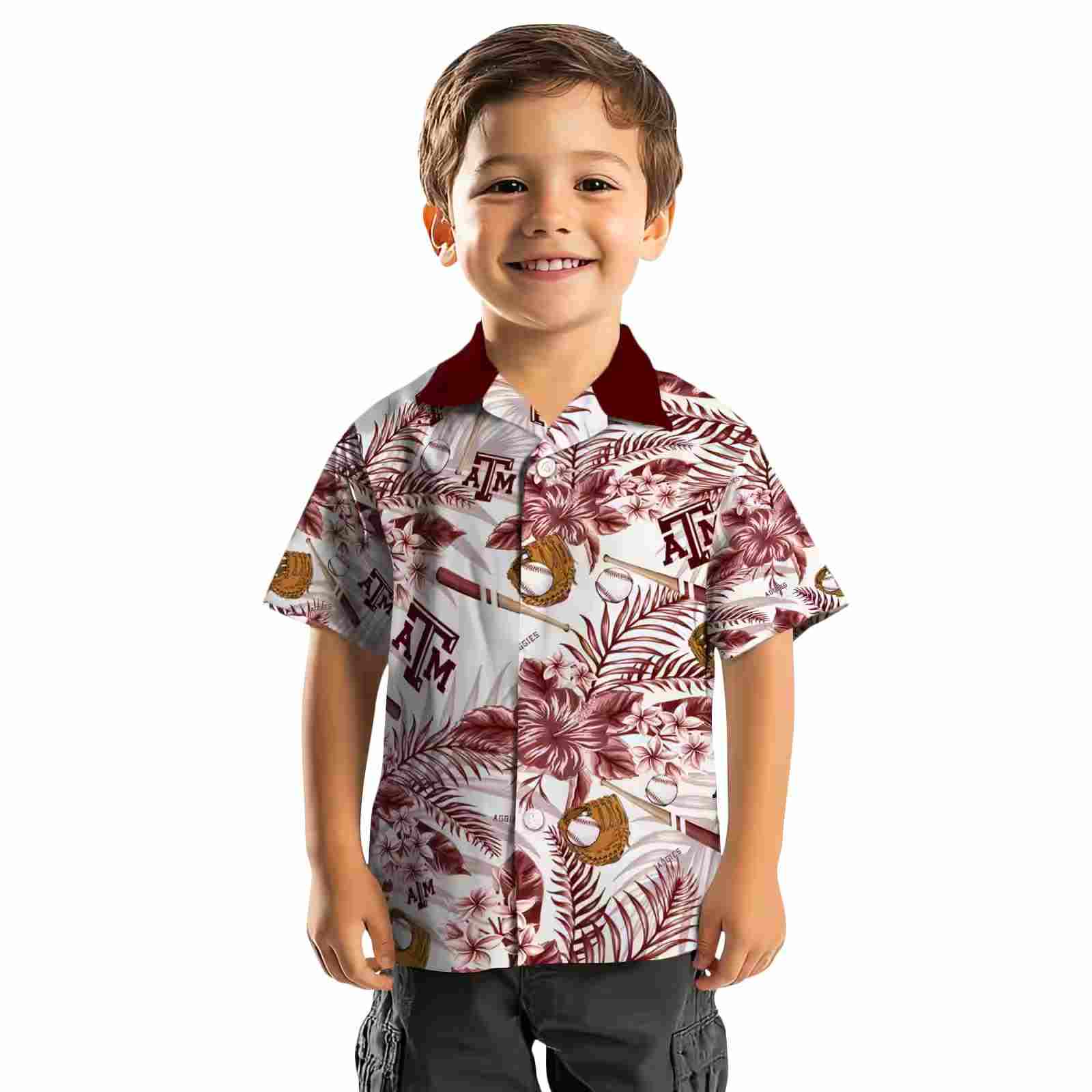 custom texas am aggies floral baseball maroon white hawaiian shirt top rated