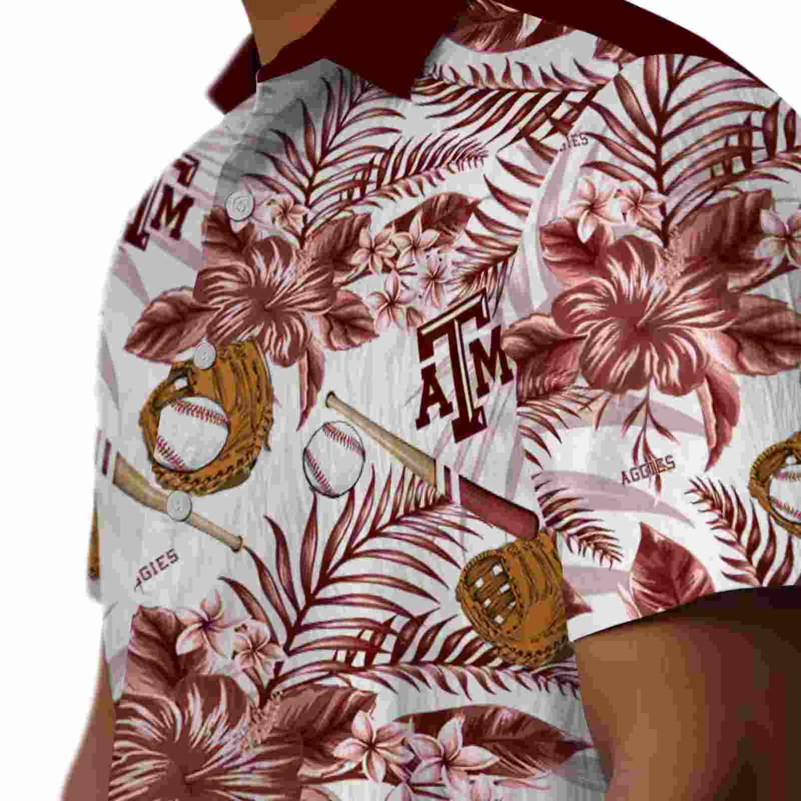 custom texas am aggies floral baseball maroon white hawaiian shirt trendy