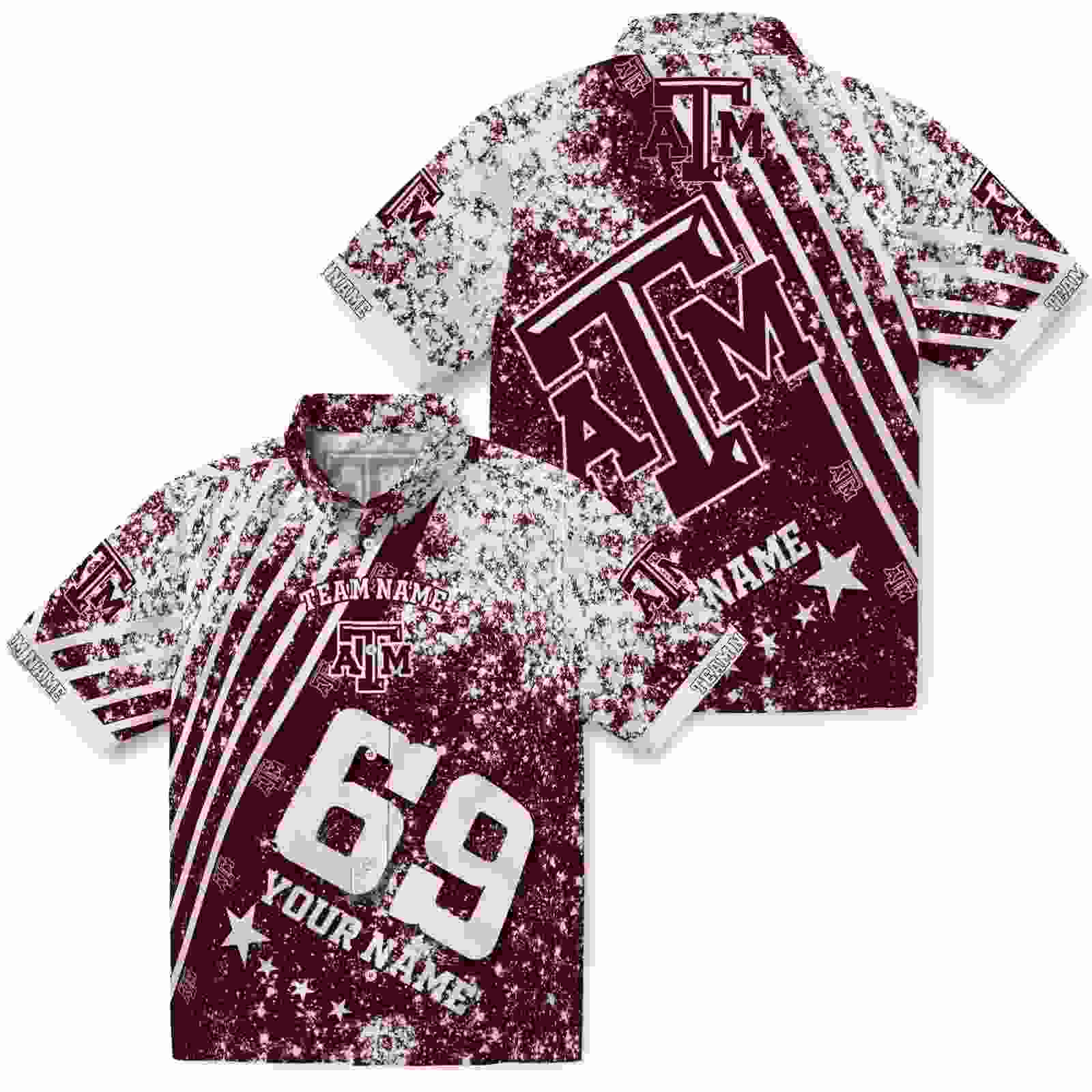 custom texas am aggies star stripes maroon hawaiian shirt high quality