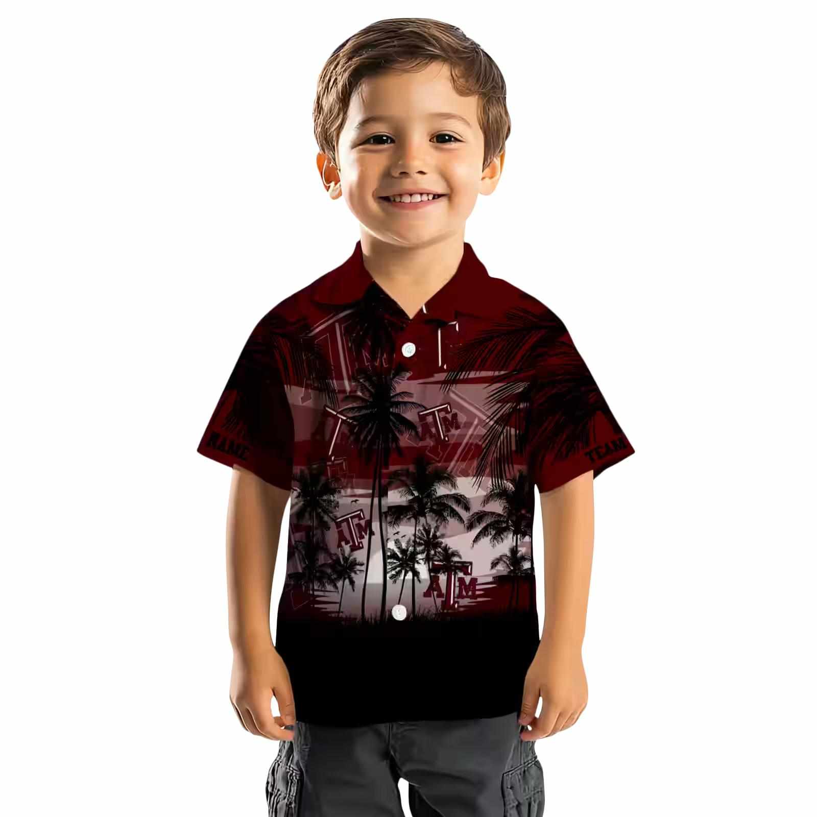 custom texas am aggies sunset scene maroon black hawaiian shirt top rated