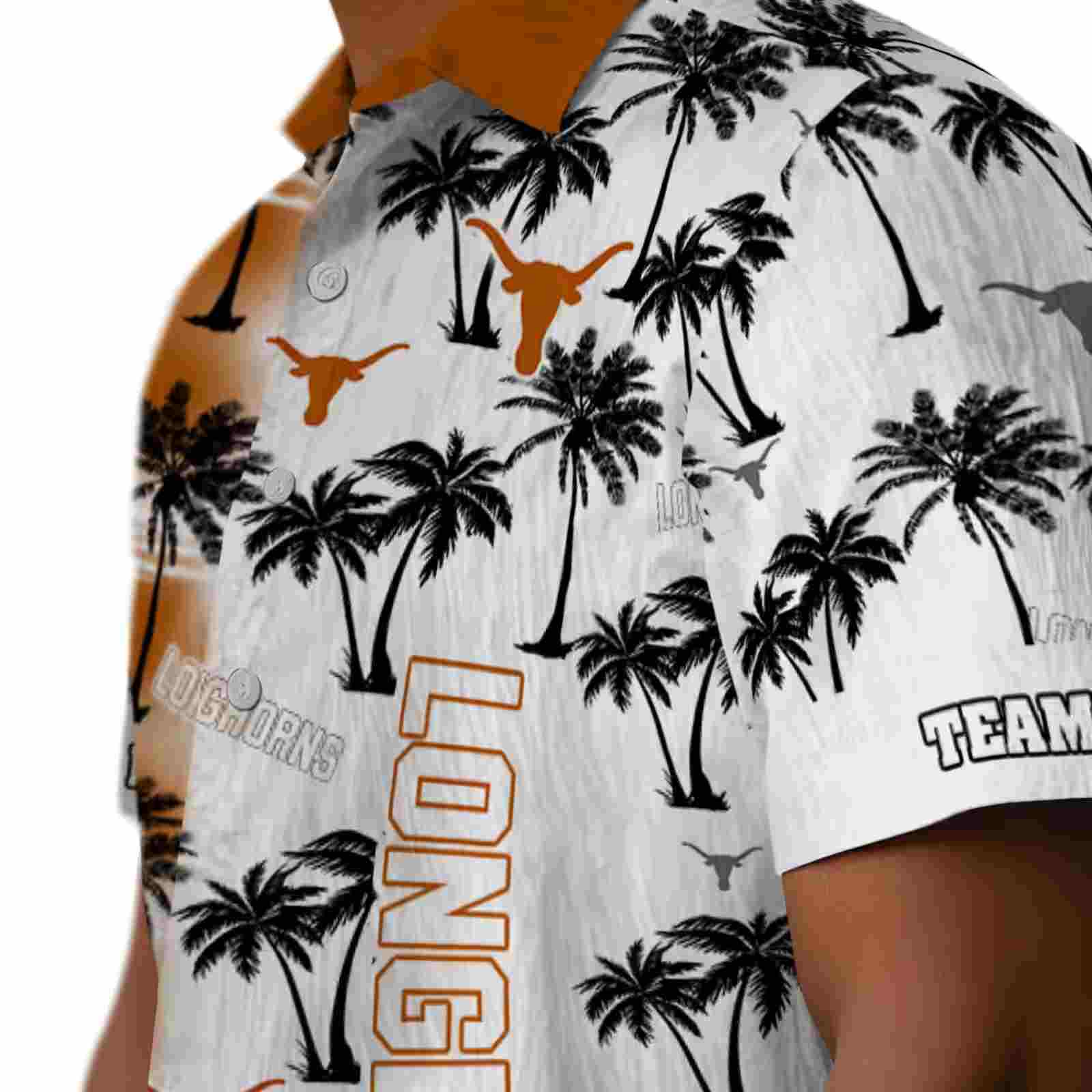 custom texas longhorns palm silhouettes orange hawaiian shirt trendy