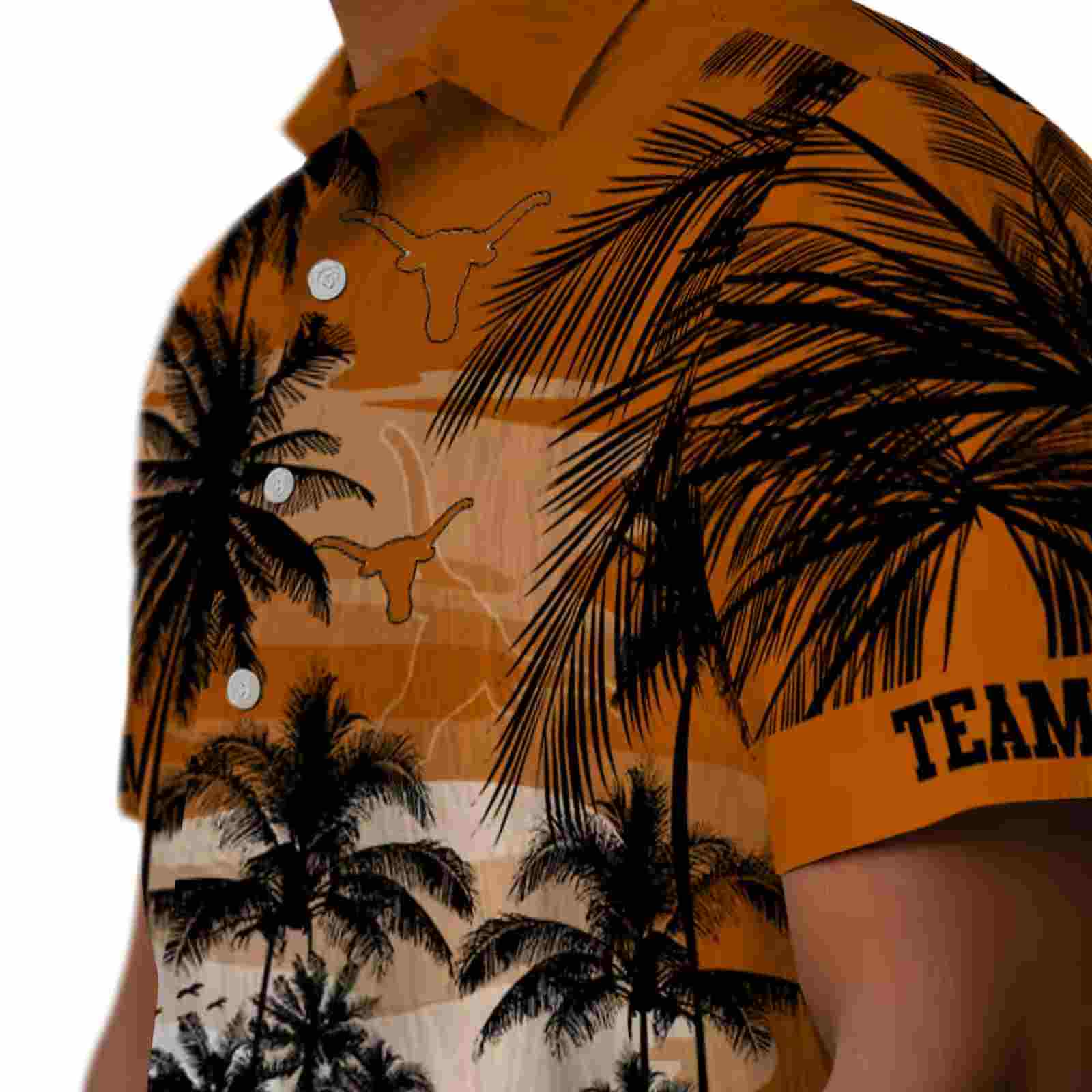 custom texas longhorns sunset scene orange black hawaiian shirt trendy