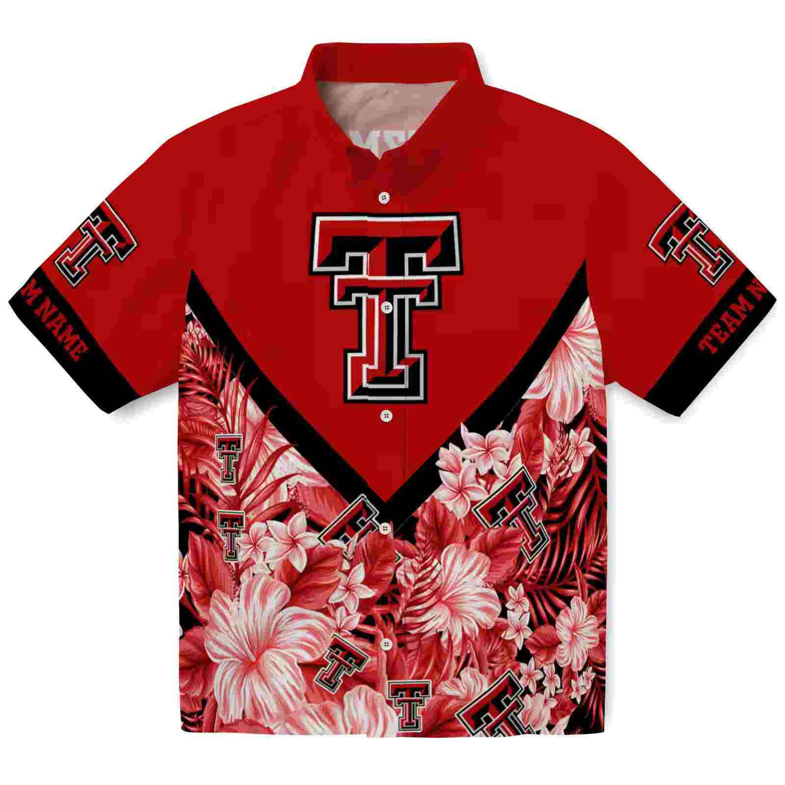 Custom Texas Tech Red Raiders Floral Chevron Red Hawaiian Shirt