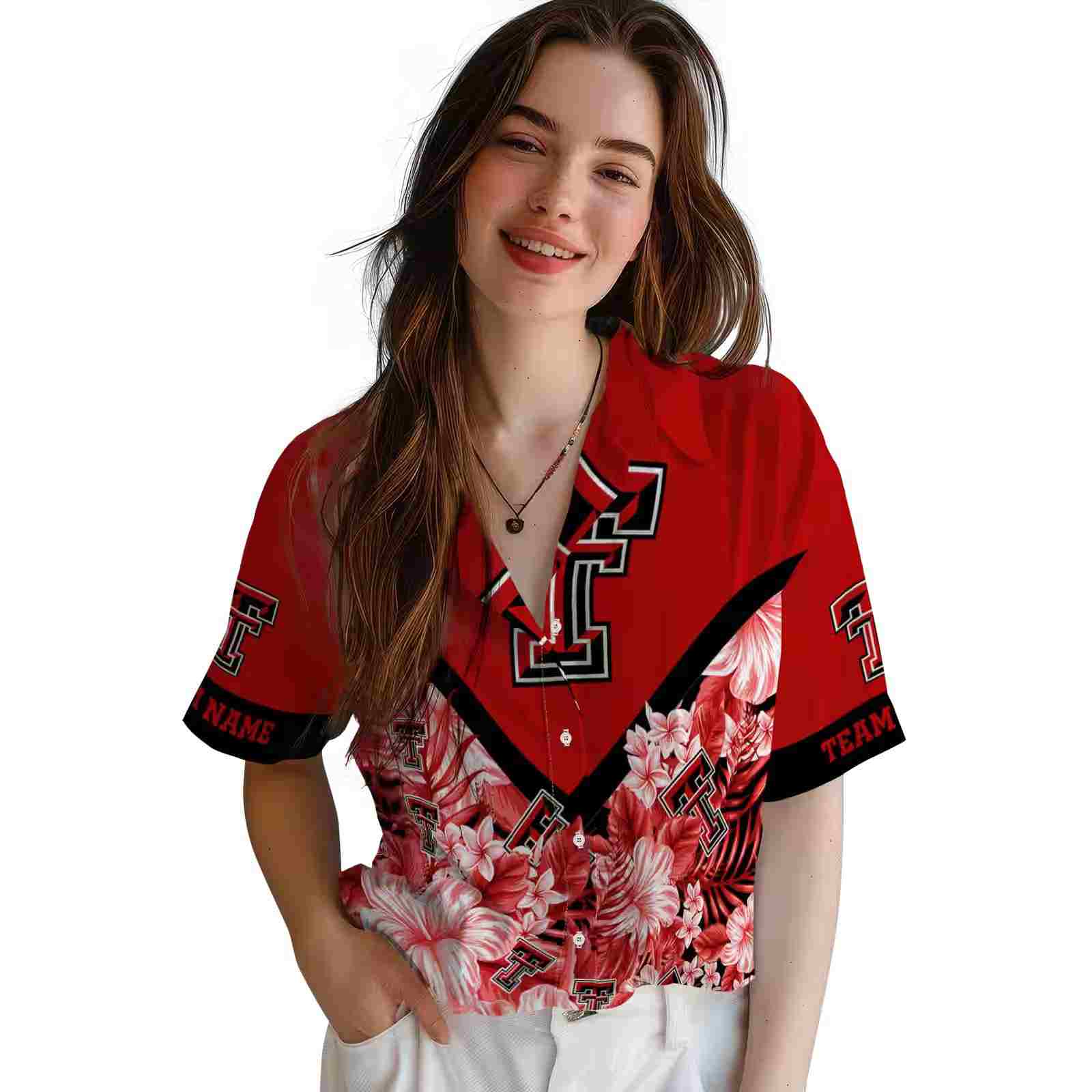 custom texas tech red raiders floral chevron red hawaiian shirt latest model