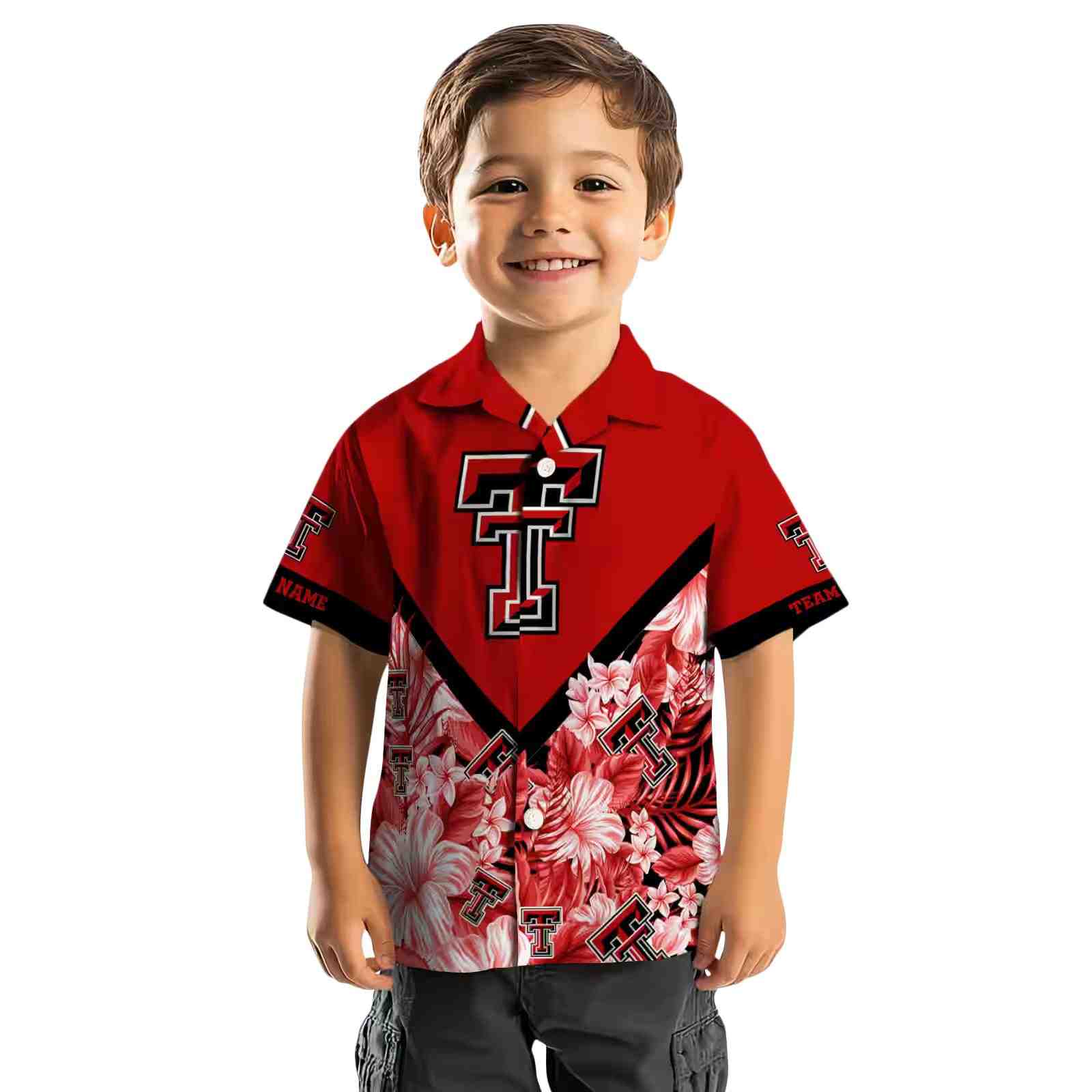 custom texas tech red raiders floral chevron red hawaiian shirt top rated