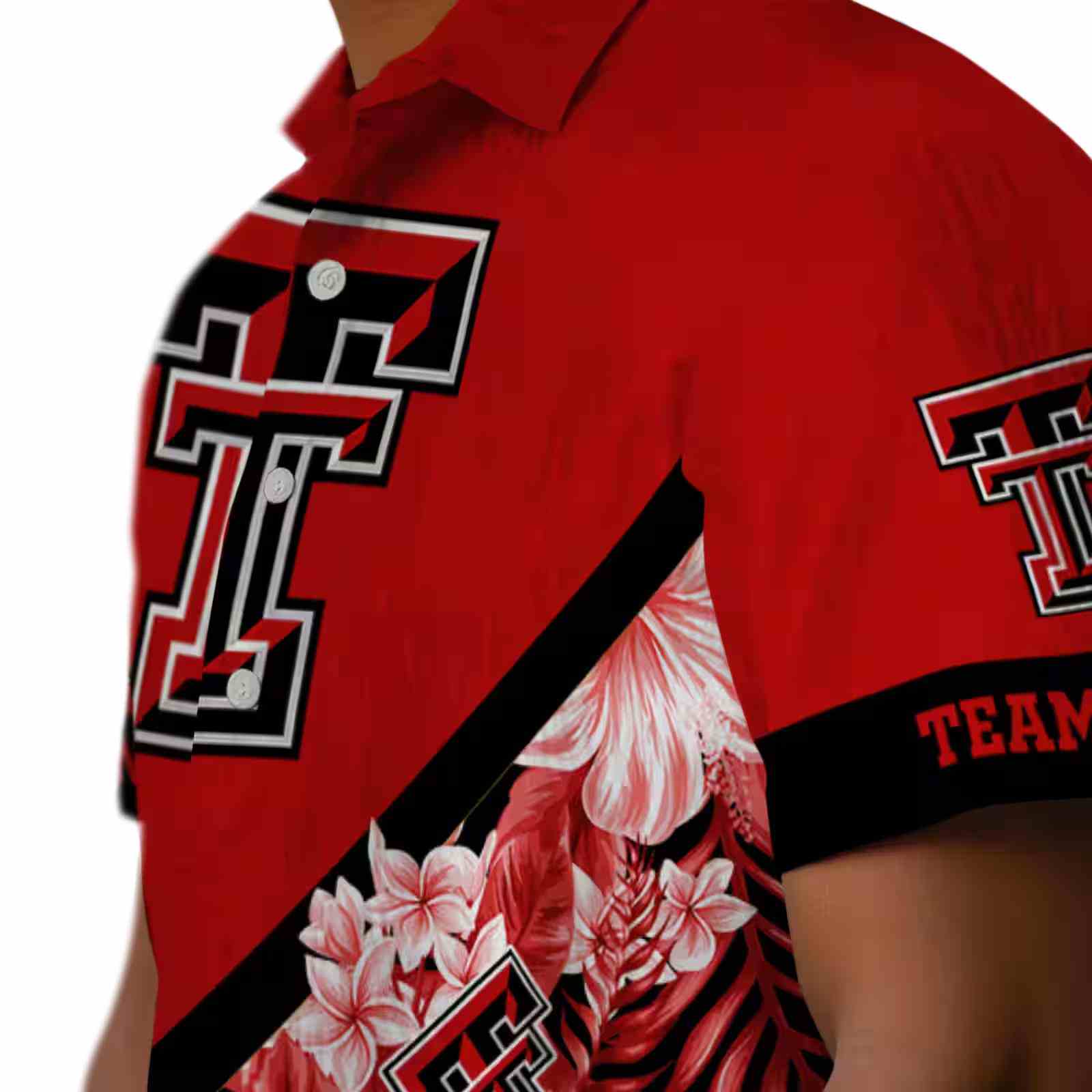 custom texas tech red raiders floral chevron red hawaiian shirt trendy