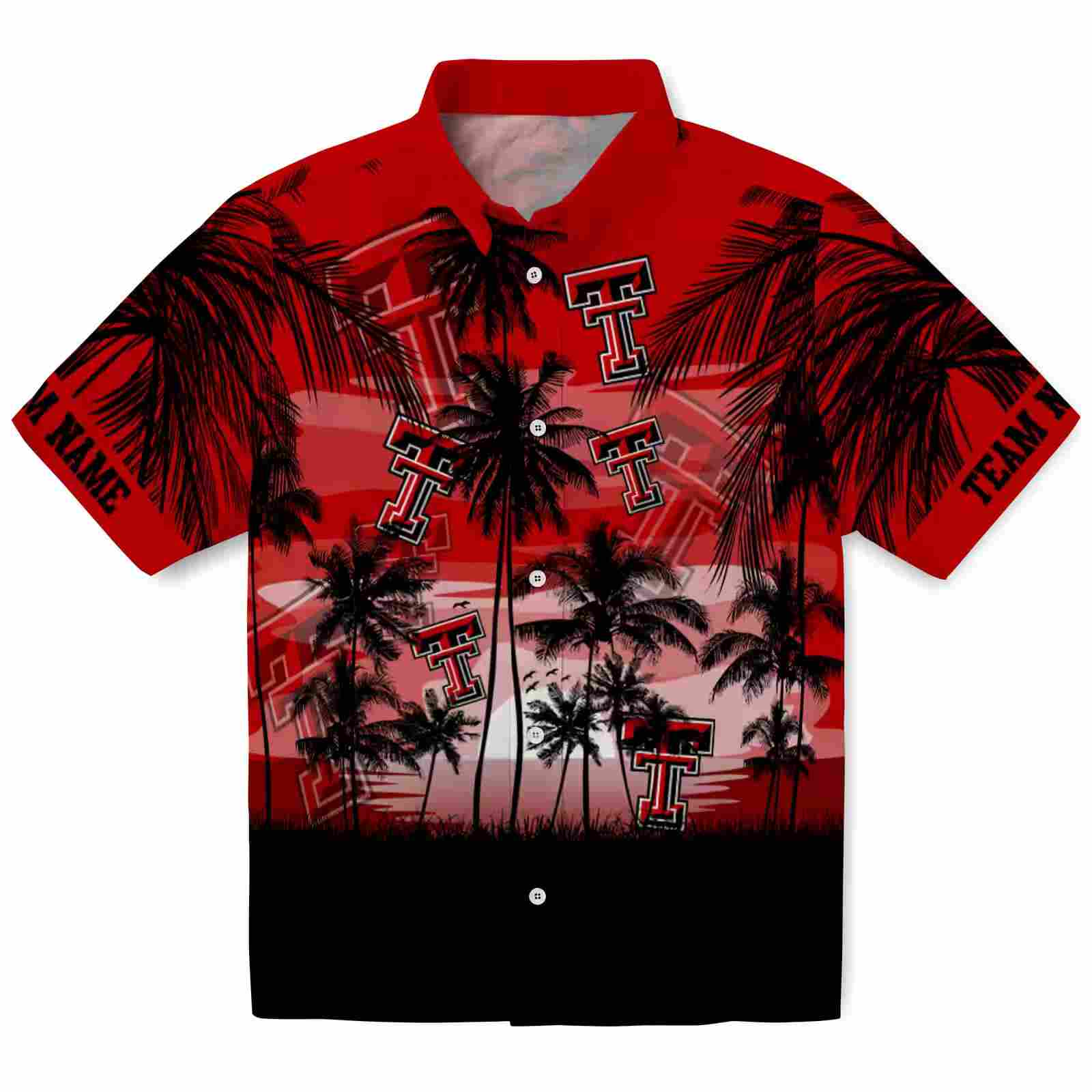 Custom Texas Tech Red Raiders Sunset Scene Red Black Hawaiian Shirt