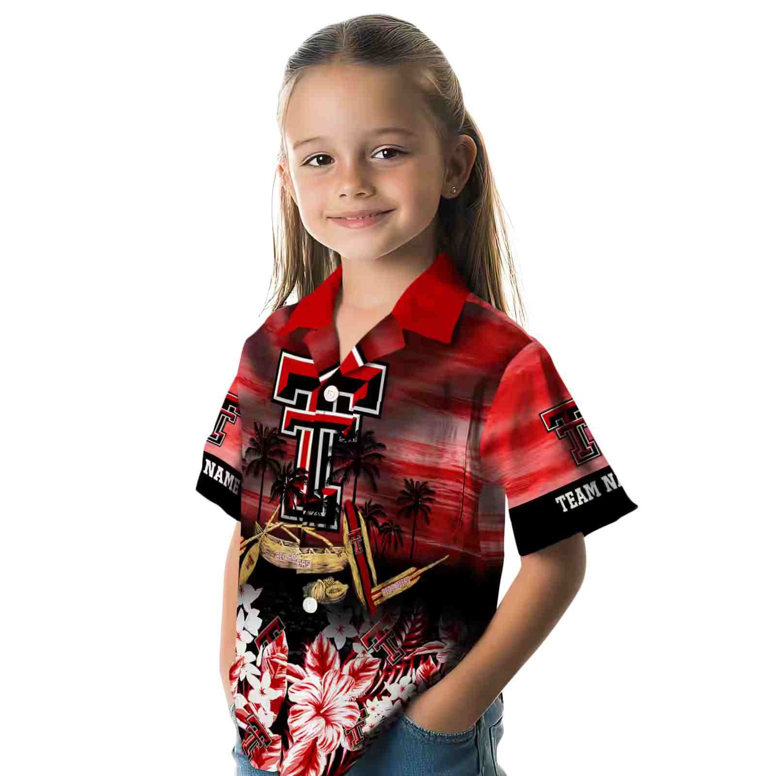 custom texas tech red raiders tropical canoe red hawaiian shirt premium grade