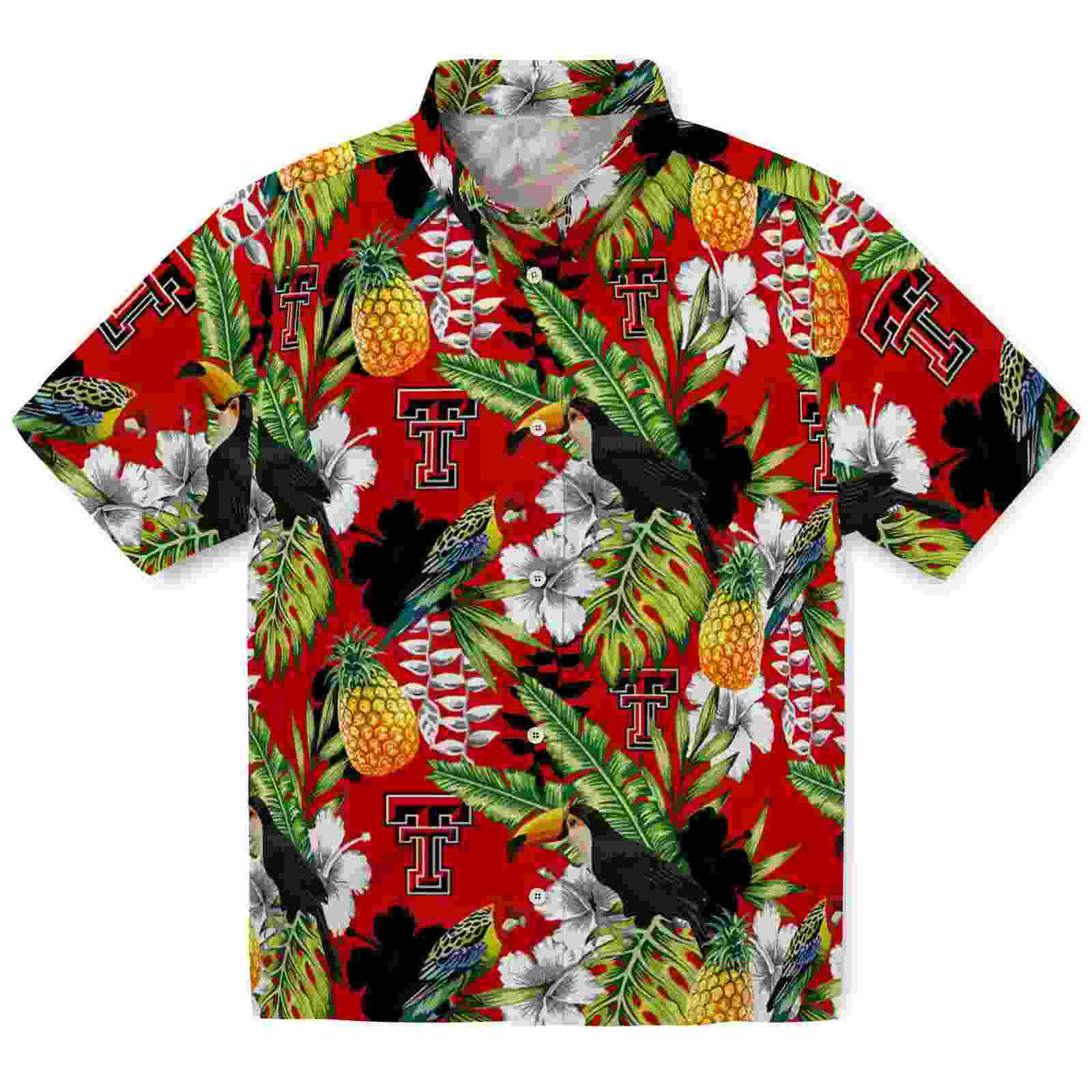 Custom Texas Tech Red Raiders Tropical Toucan Red Green Hawaiian Shirt