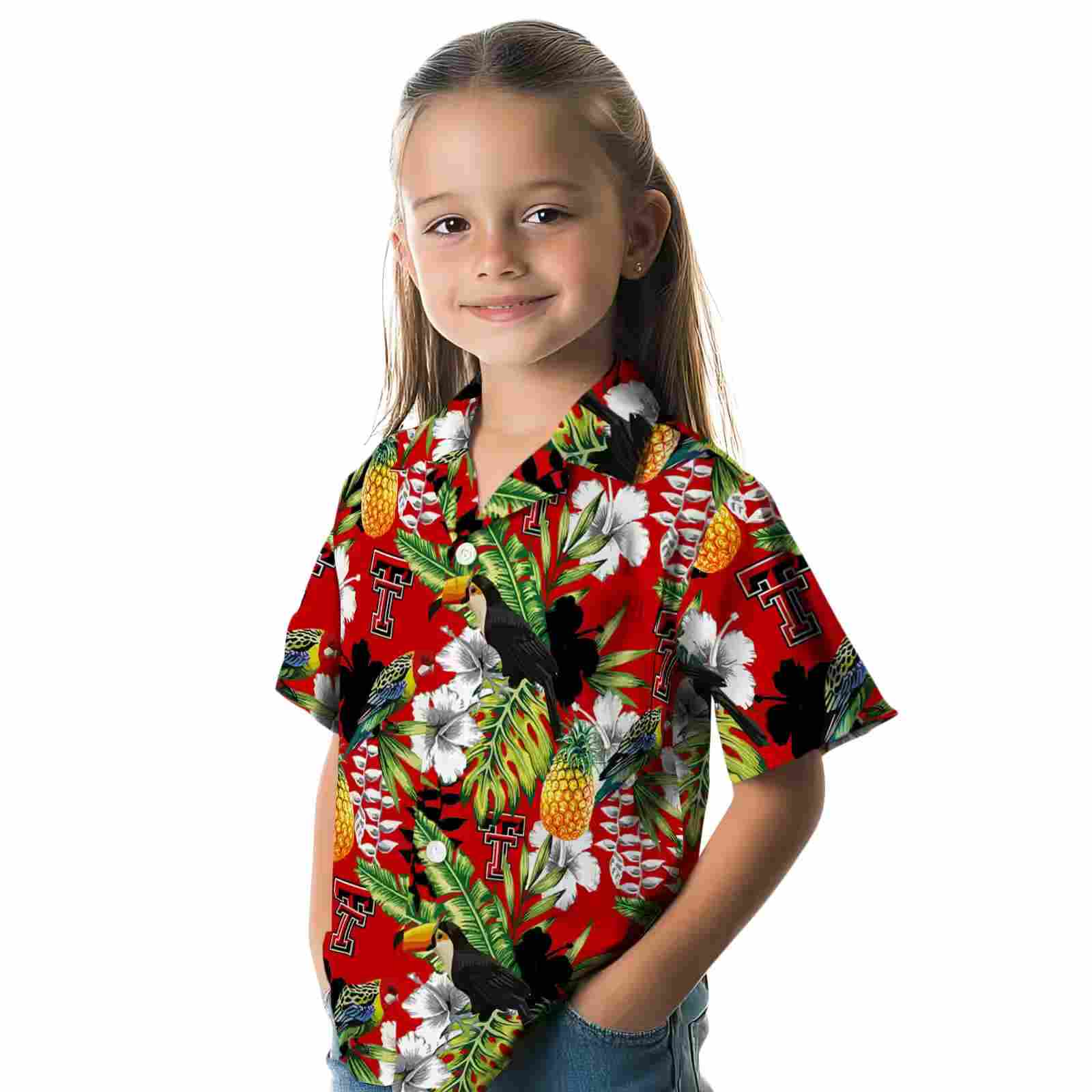 custom texas tech red raiders tropical toucan red green hawaiian shirt premium grade