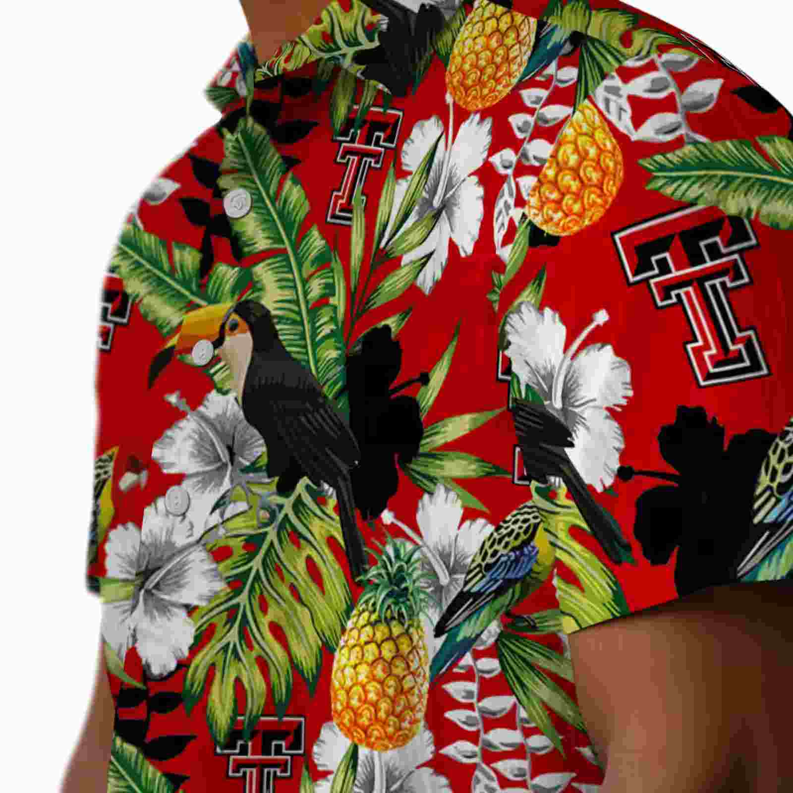 custom texas tech red raiders tropical toucan red green hawaiian shirt trendy