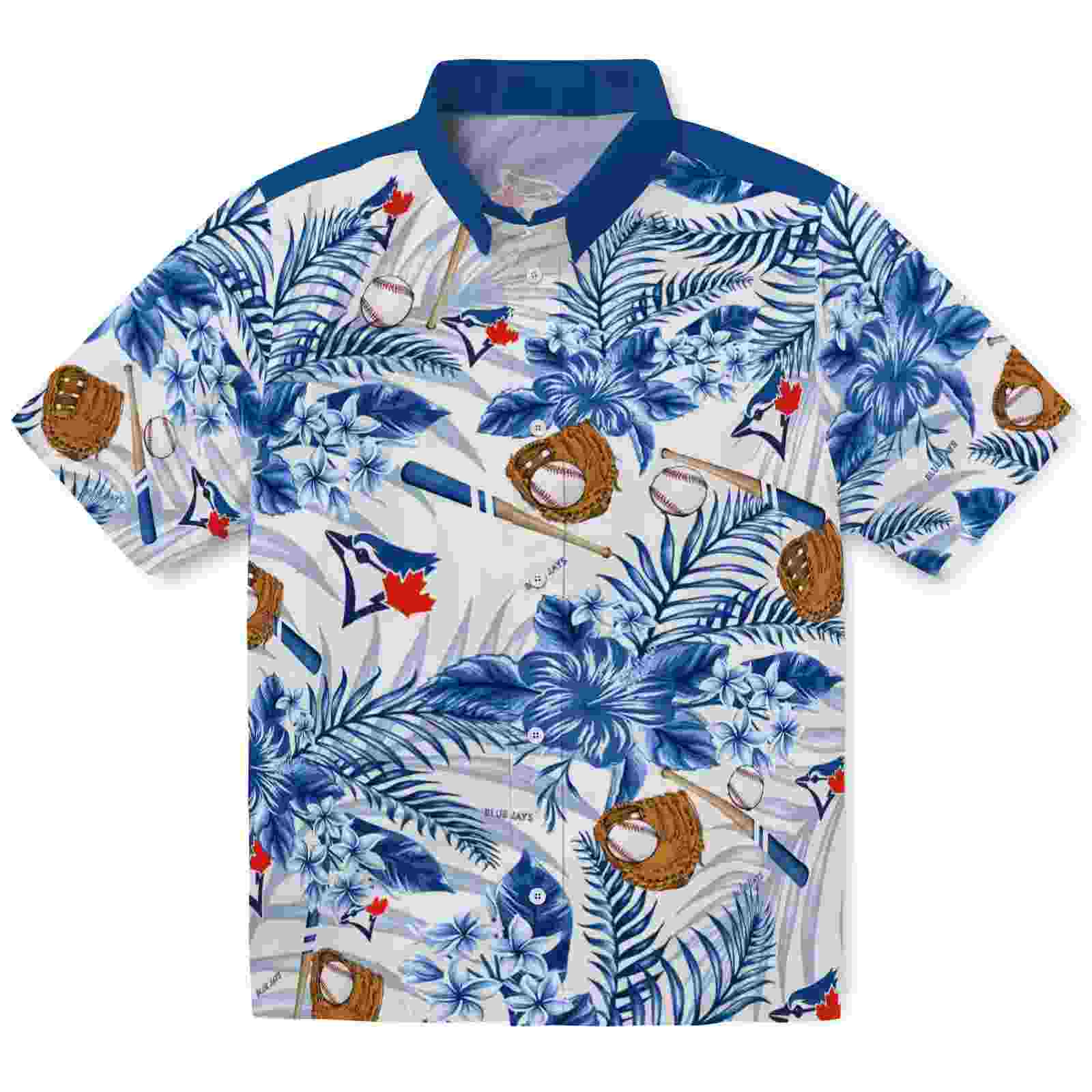 Custom Toronto Blue Jays Floral Baseball Blue White Hawaiian Shirt