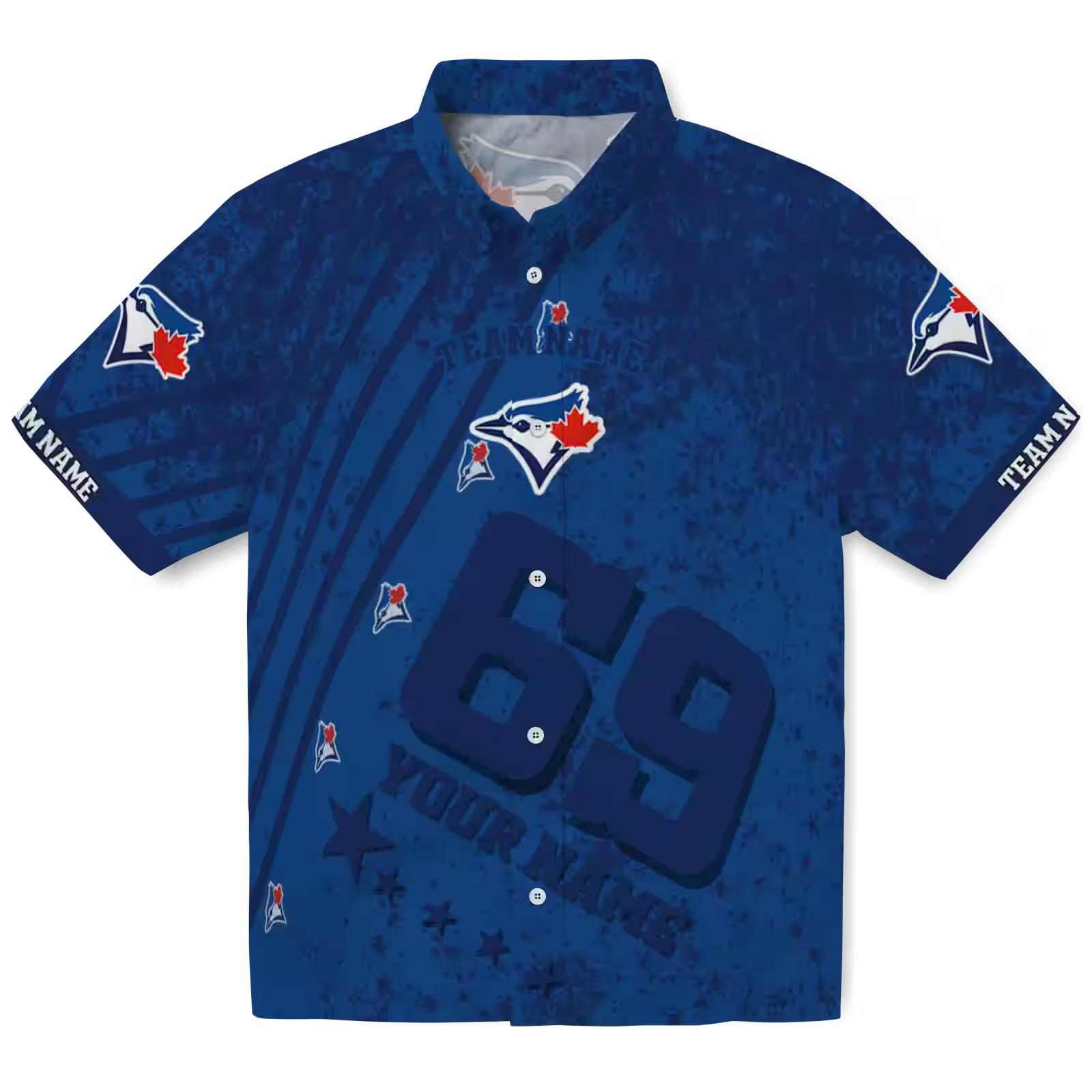 Custom Toronto Blue Jays Star Stripes Blue Hawaiian Shirt