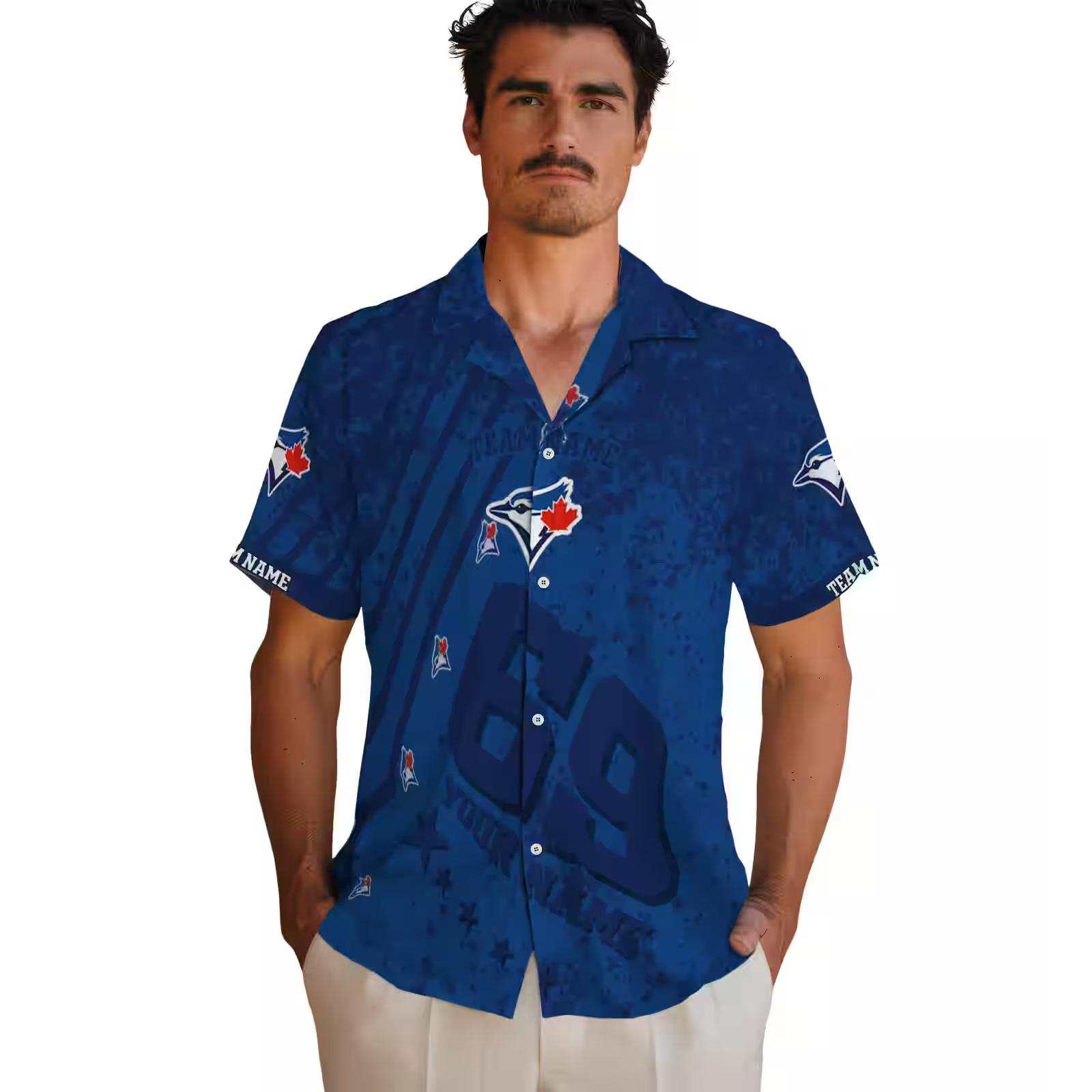 custom toronto blue jays star stripes blue hawaiian shirt fashion forward