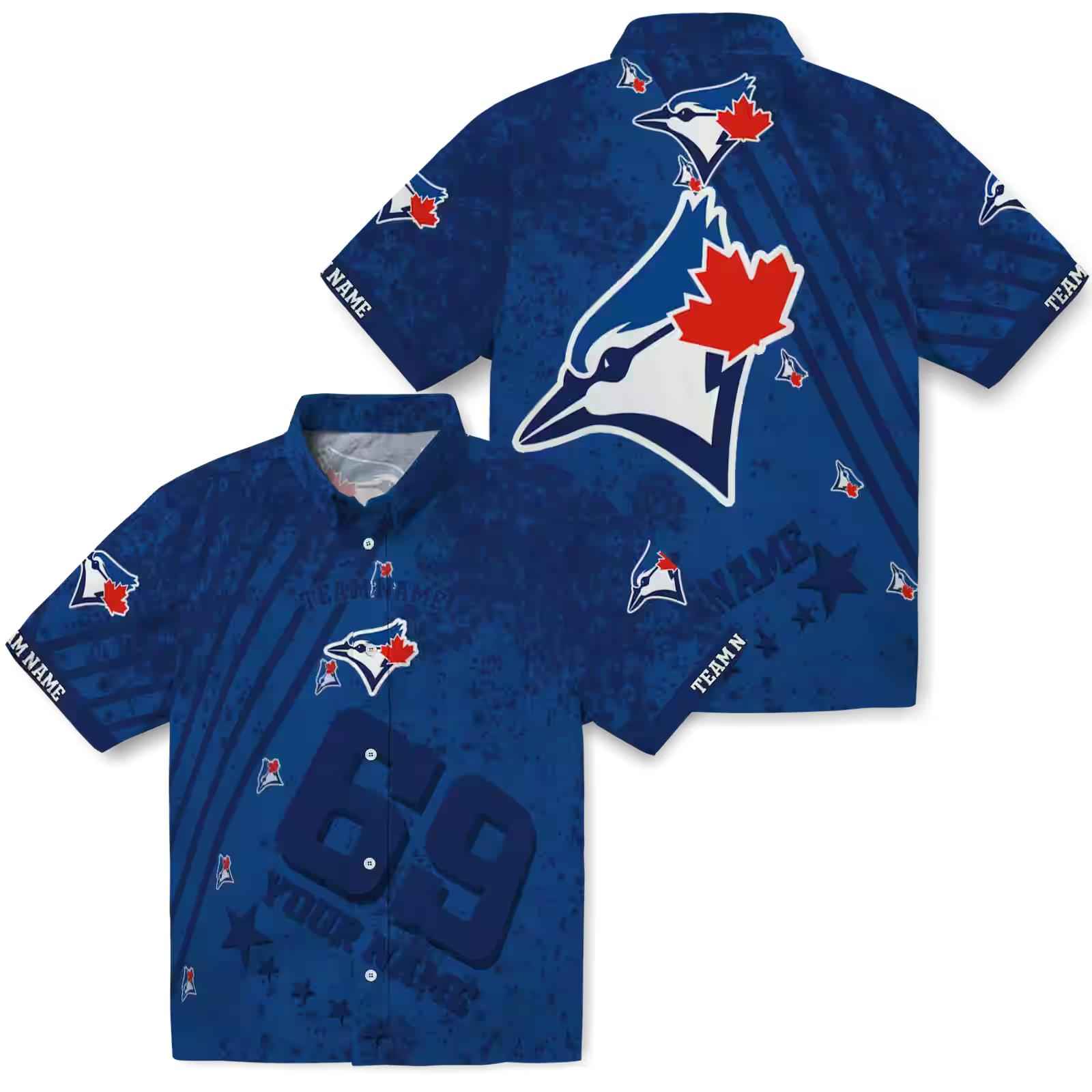 custom toronto blue jays star stripes blue hawaiian shirt high quality