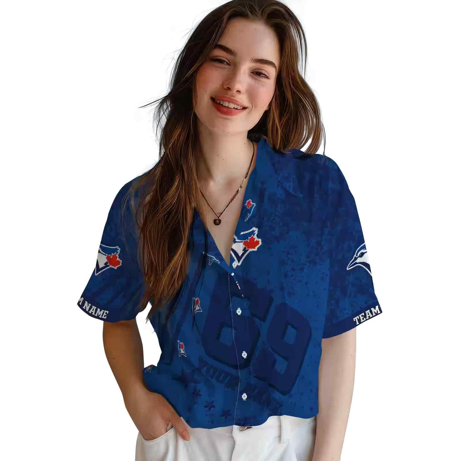 custom toronto blue jays star stripes blue hawaiian shirt latest model