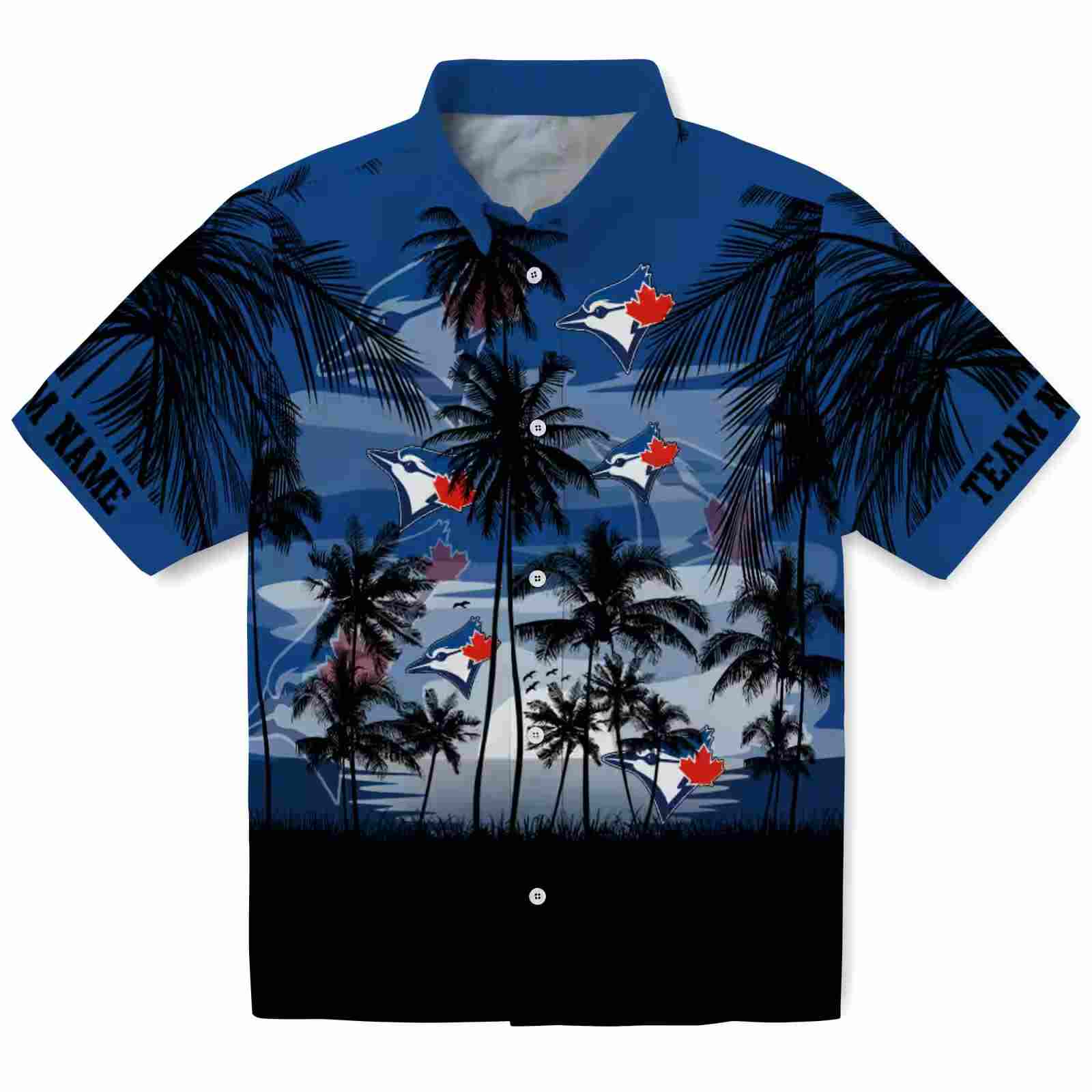 Custom Toronto Blue Jays Sunset Scene Blue Black Hawaiian Shirt