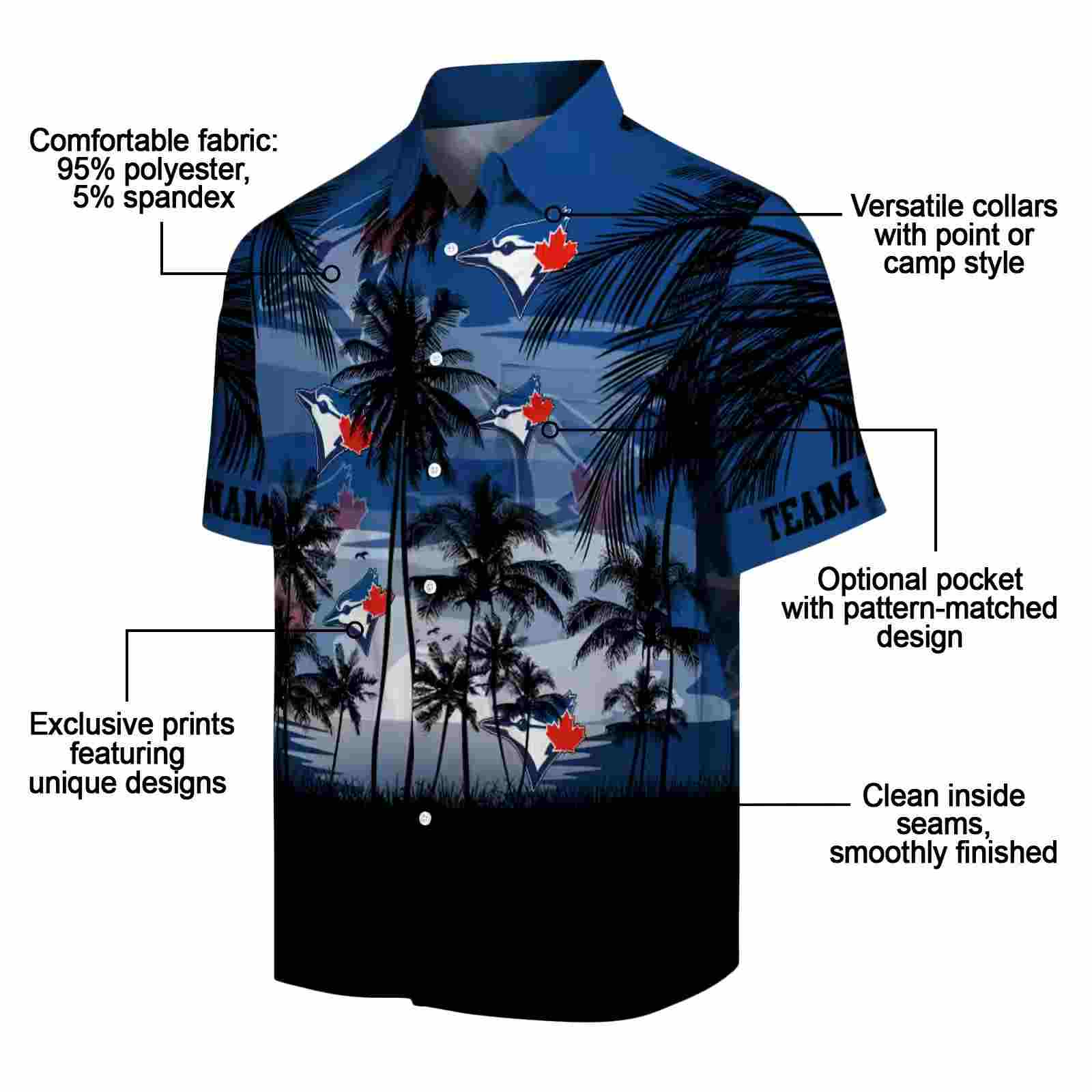 custom toronto blue jays sunset scene blue black hawaiian shirt new arrival