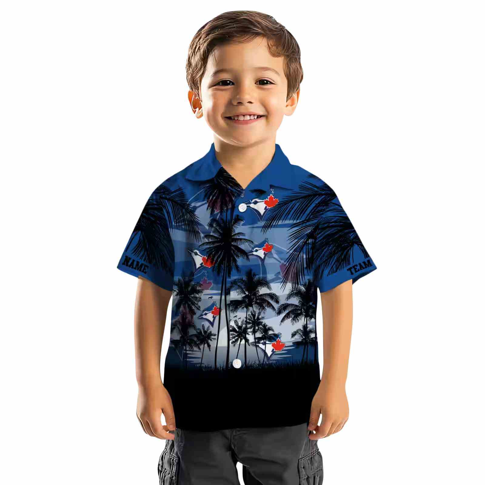 custom toronto blue jays sunset scene blue black hawaiian shirt top rated