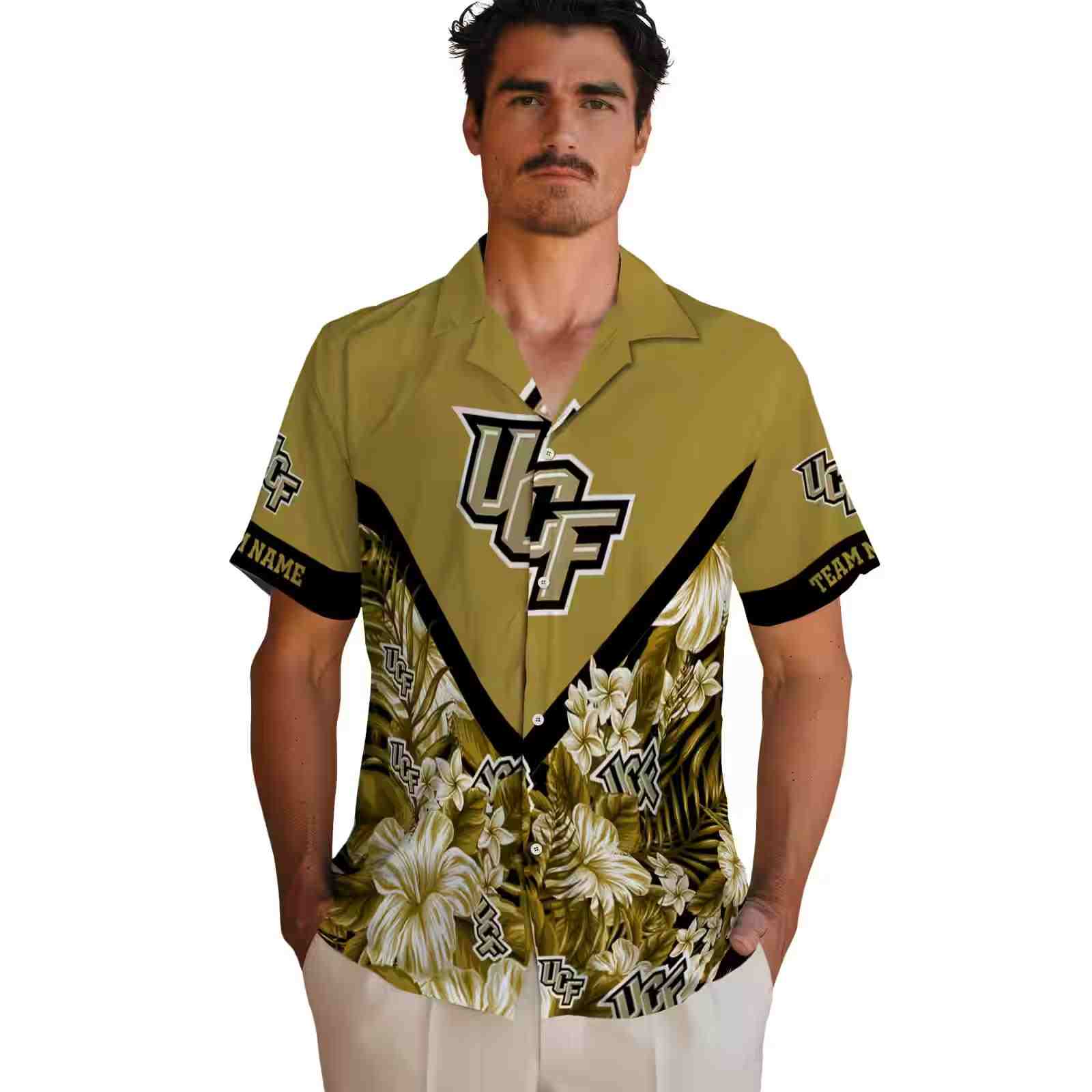 custom ucf knights floral chevron gold hawaiian shirt fashion forward