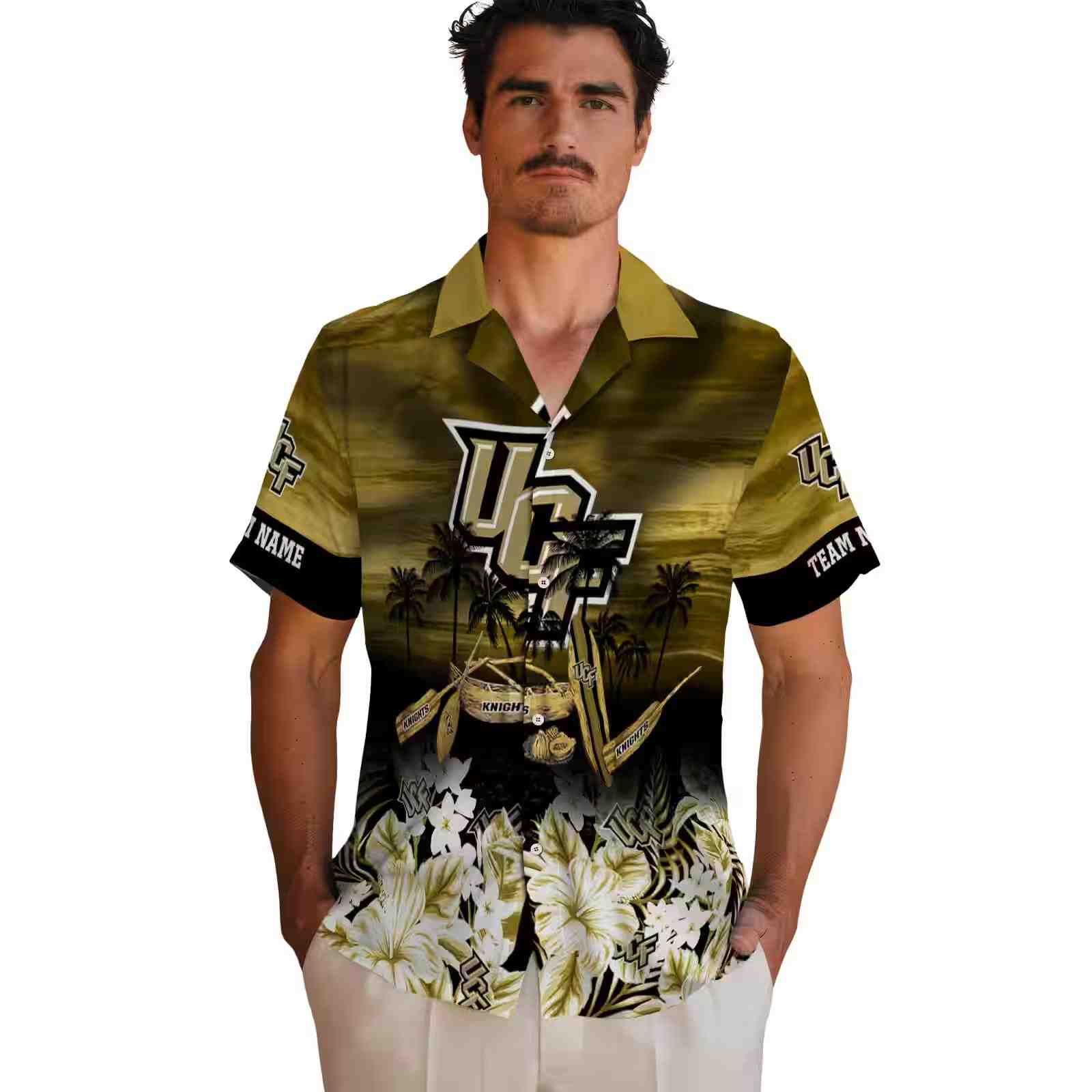 custom ucf knights tropical canoe gold hawaiian shirt fashion forward