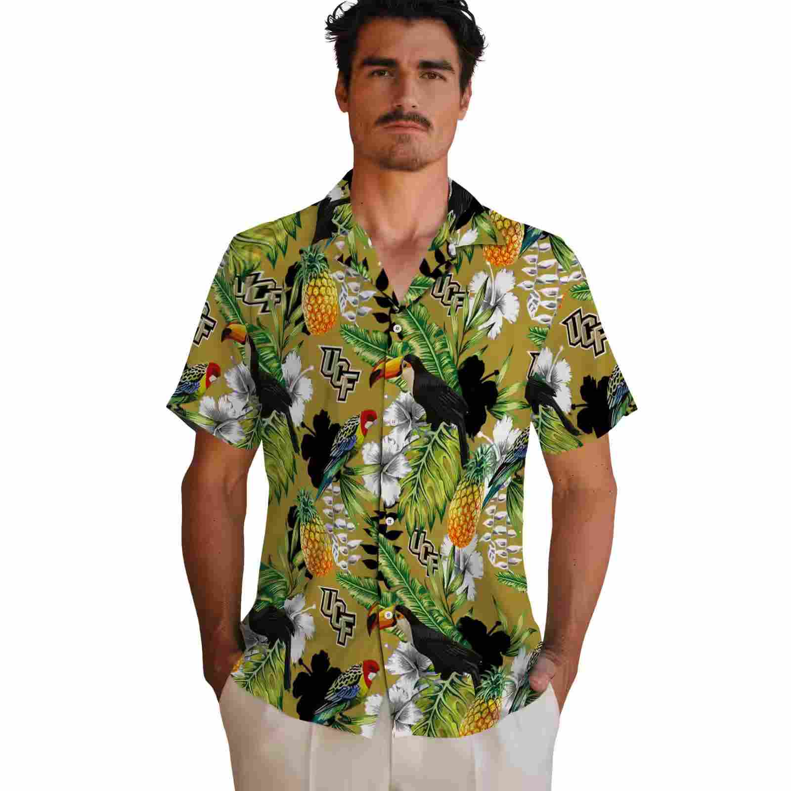 custom ucf knights tropical toucan gold green hawaiian shirt fashion forward