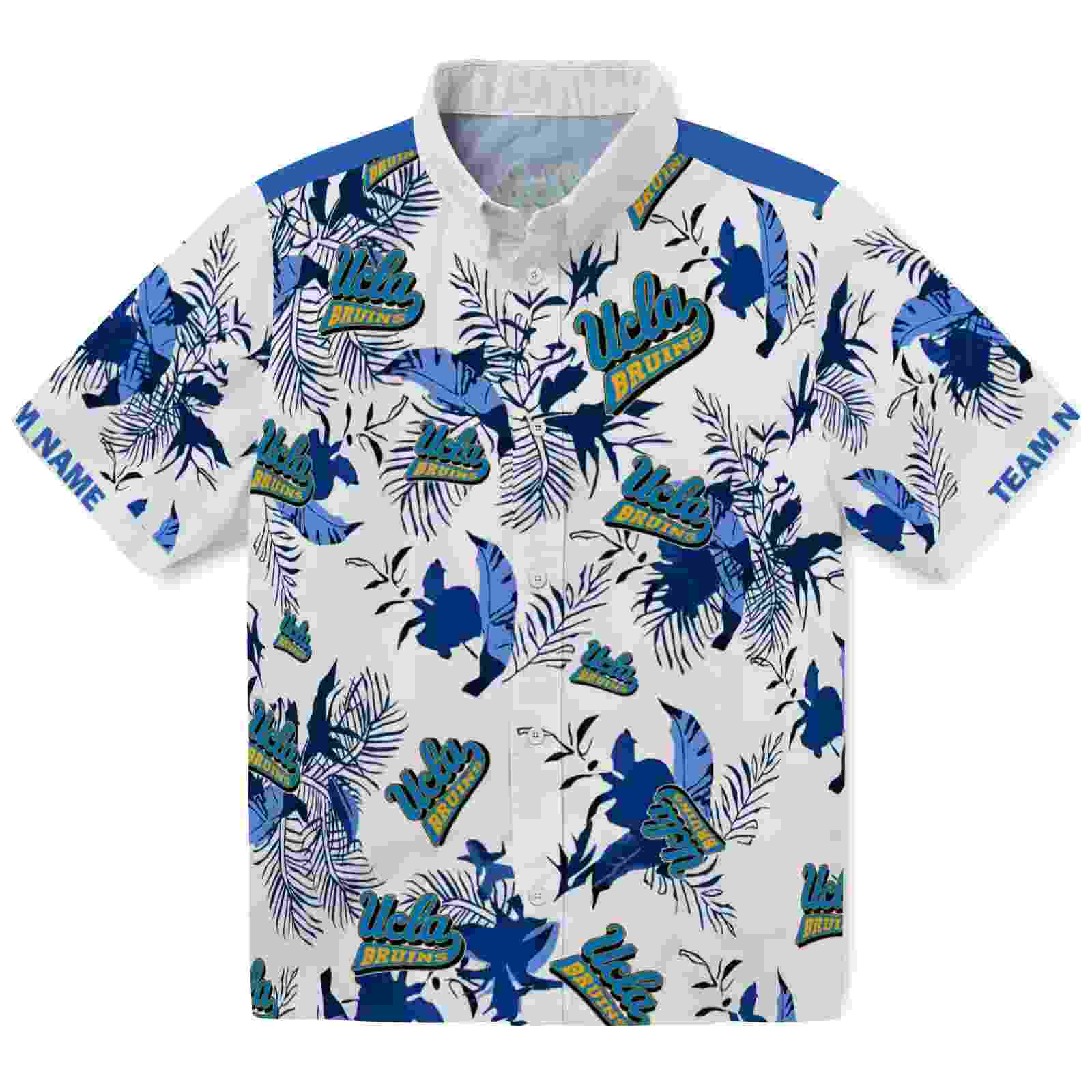 Custom UCLA Bruins Botanical Theme Blue White Hawaiian Shirt