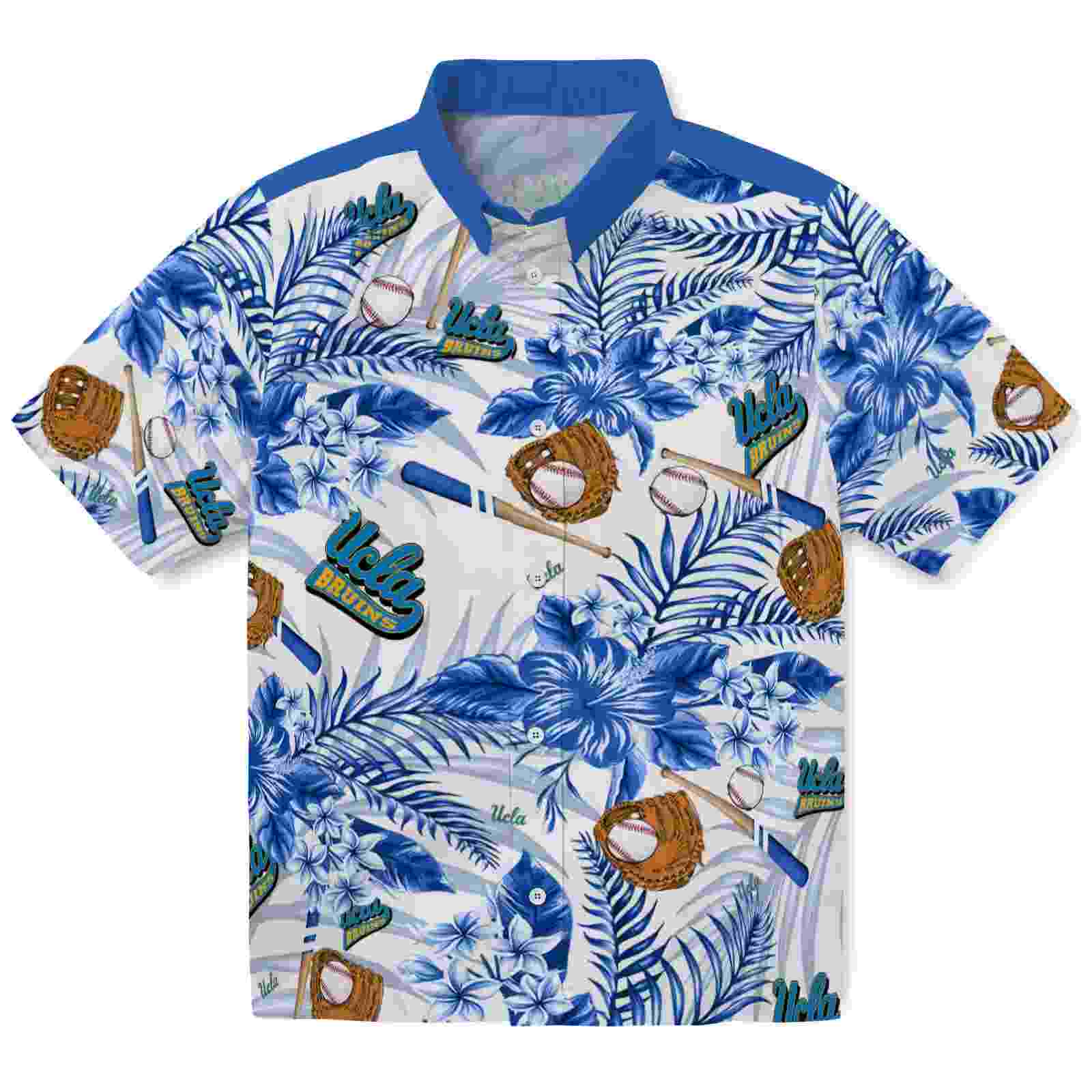 Custom UCLA Bruins Floral Baseball Blue White Hawaiian Shirt