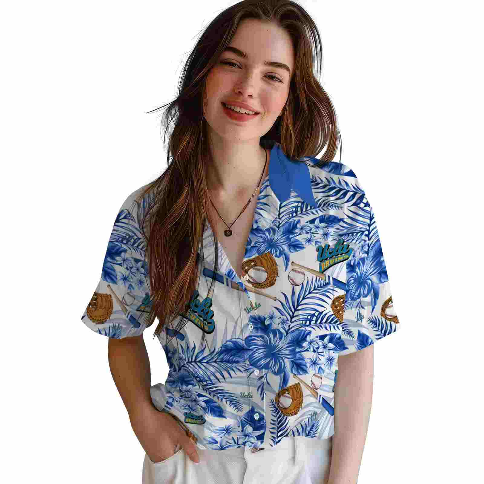 custom ucla bruins floral baseball blue white hawaiian shirt latest model