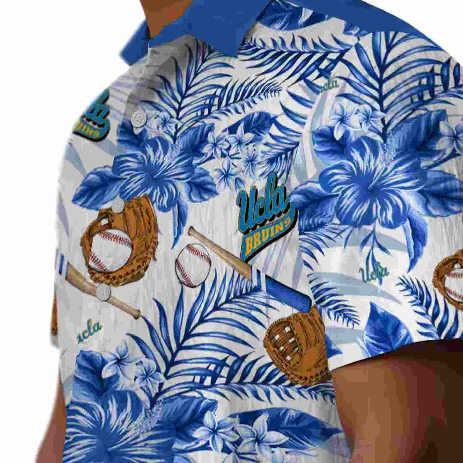 custom ucla bruins floral baseball blue white hawaiian shirt trendy