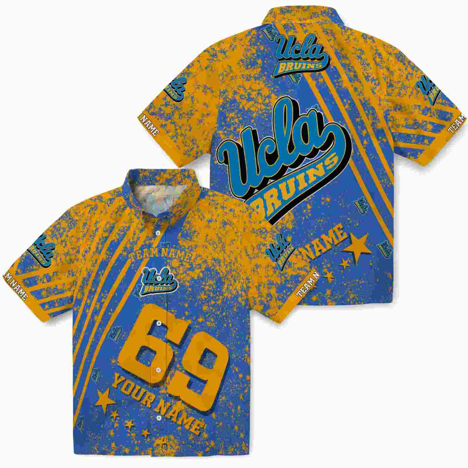 custom ucla bruins star stripes blue hawaiian shirt high quality