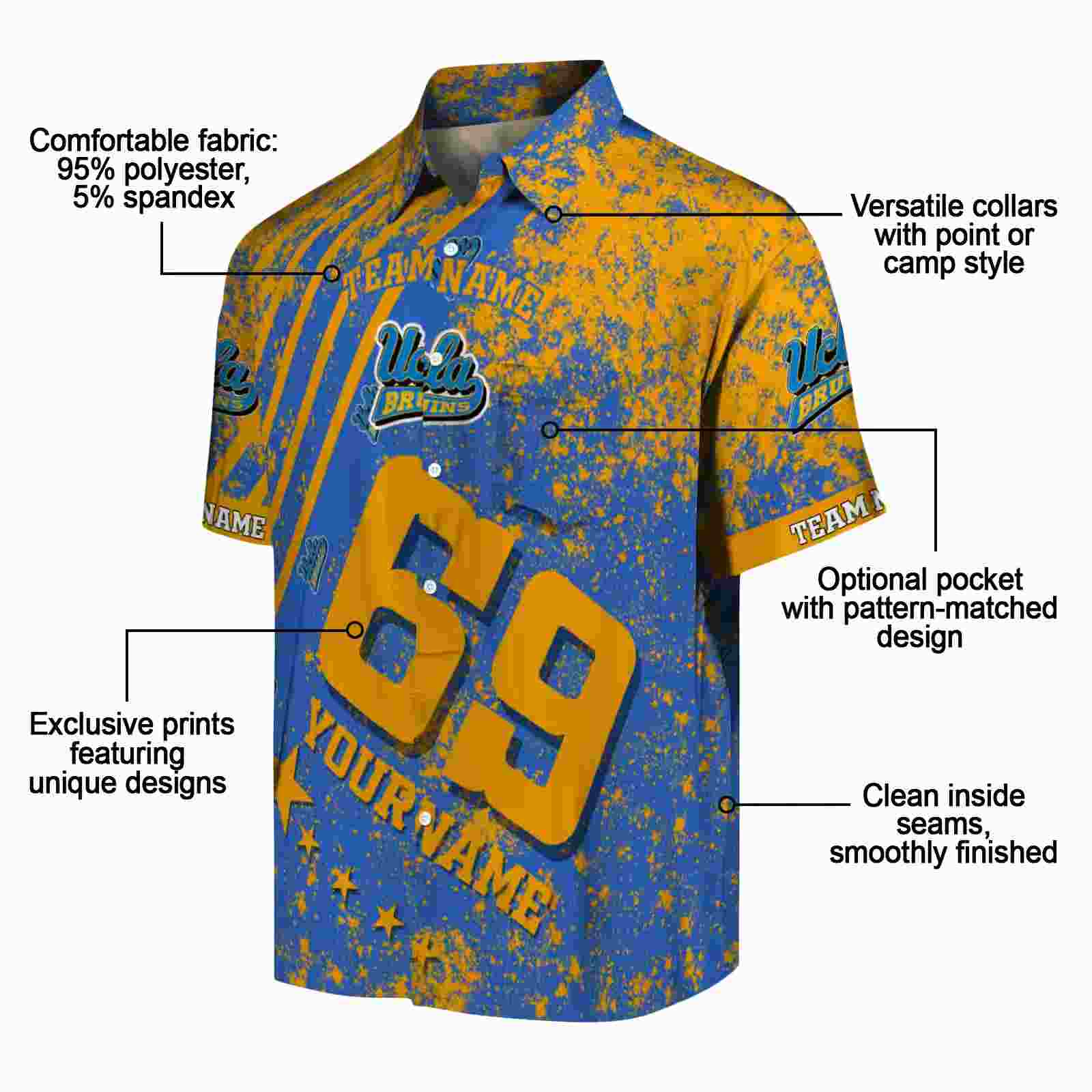 custom ucla bruins star stripes blue hawaiian shirt new arrival