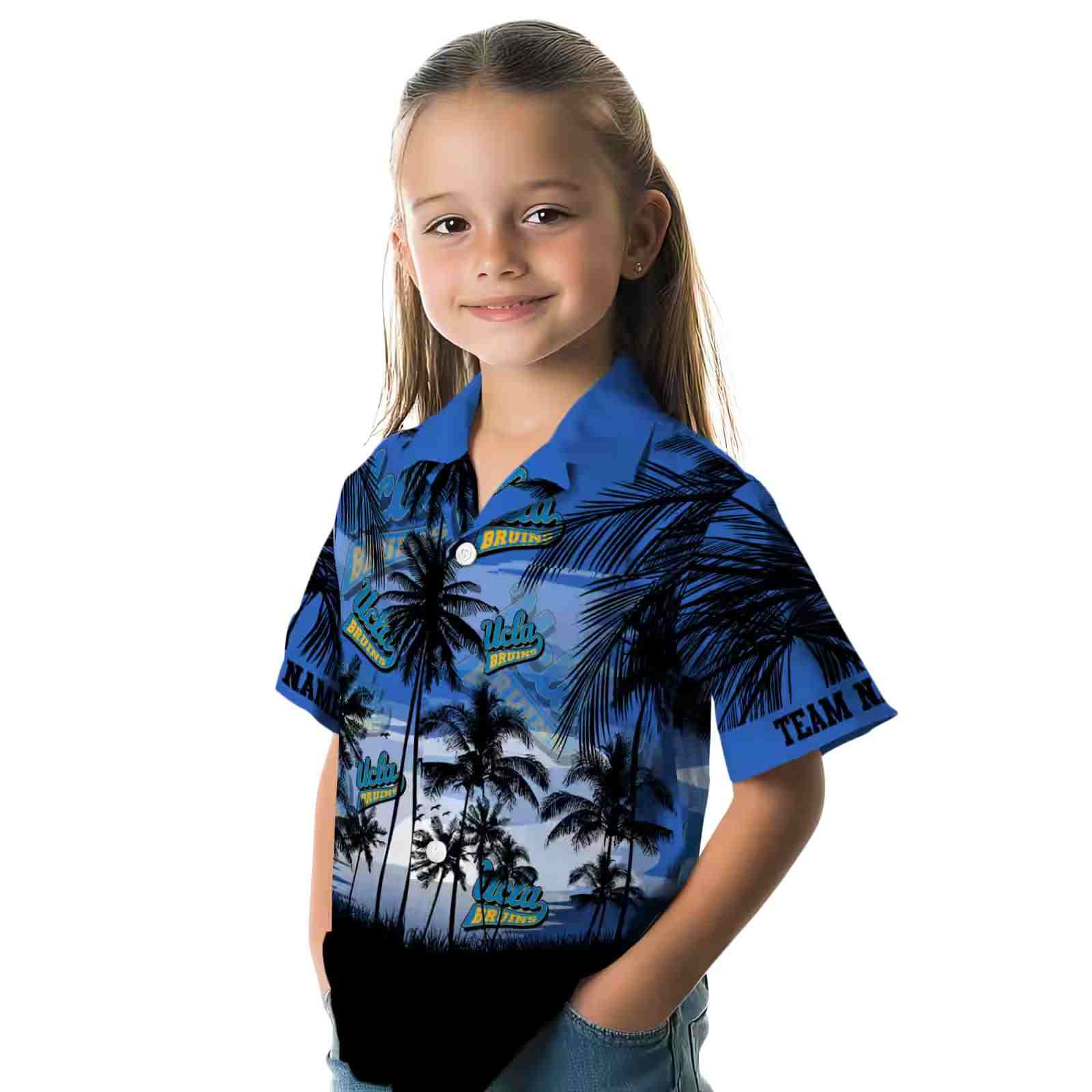 custom ucla bruins sunset scene blue black hawaiian shirt premium grade