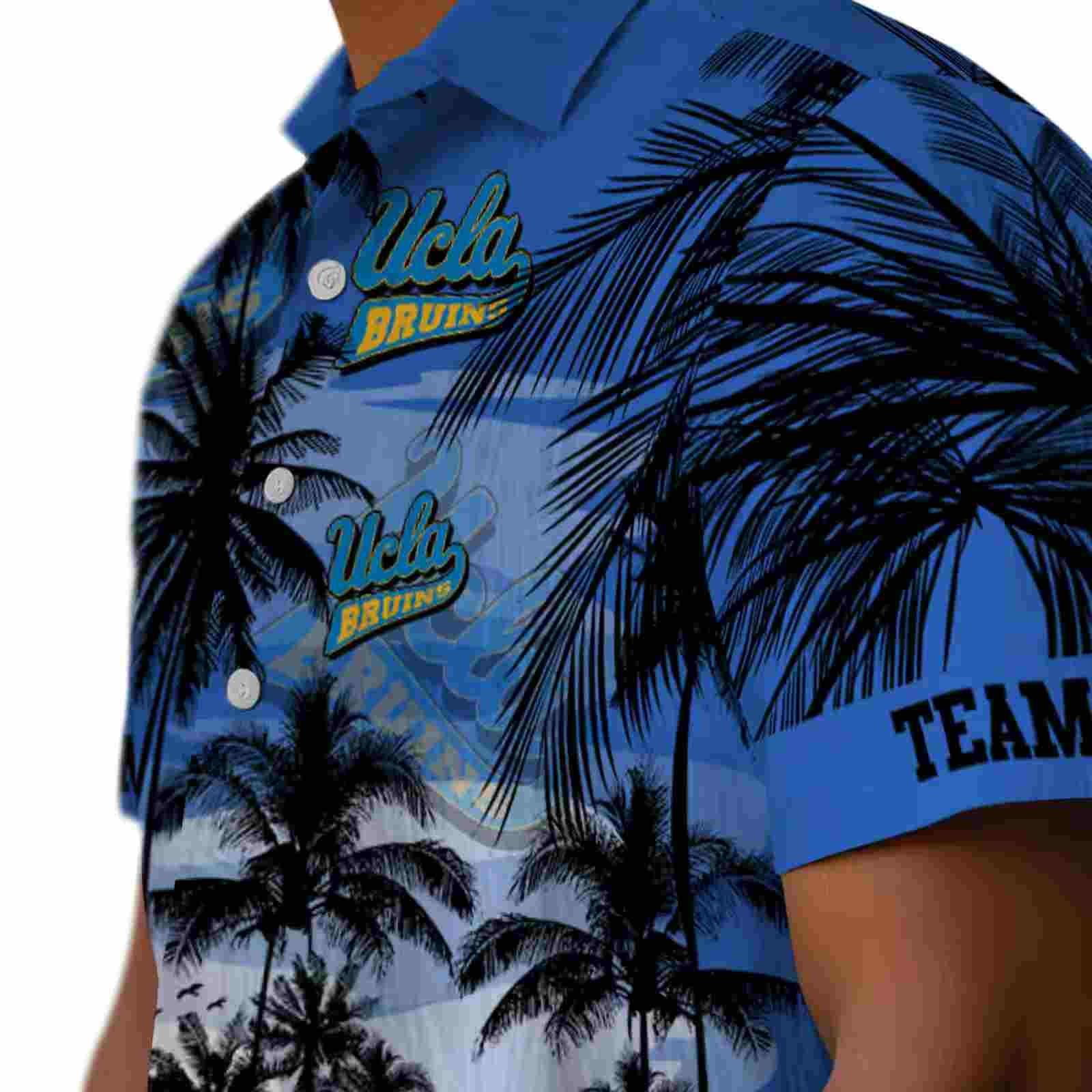 custom ucla bruins sunset scene blue black hawaiian shirt trendy