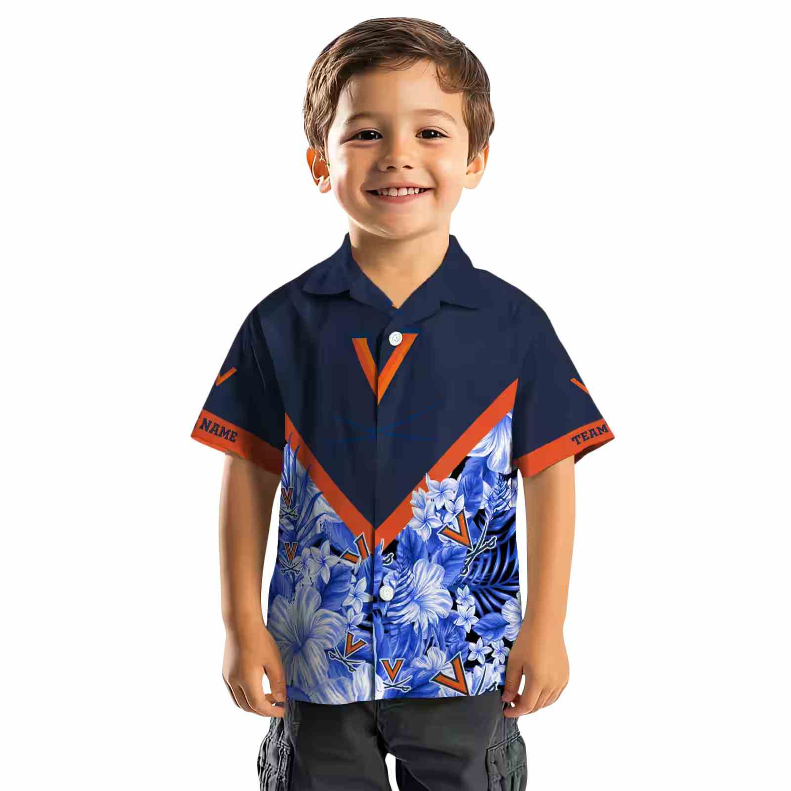 custom virginia cavaliers floral chevron blue hawaiian shirt top rated