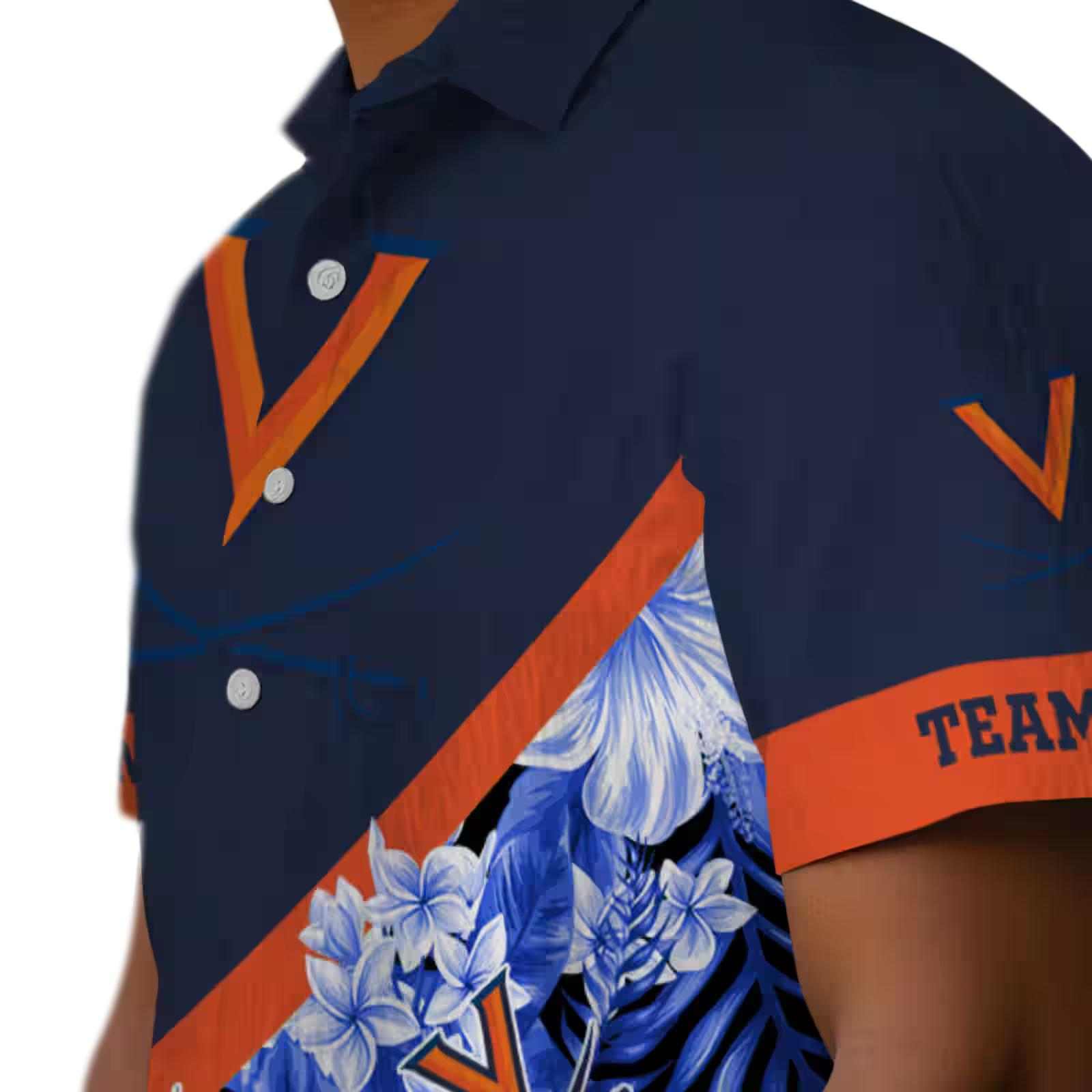 custom virginia cavaliers floral chevron blue hawaiian shirt trendy