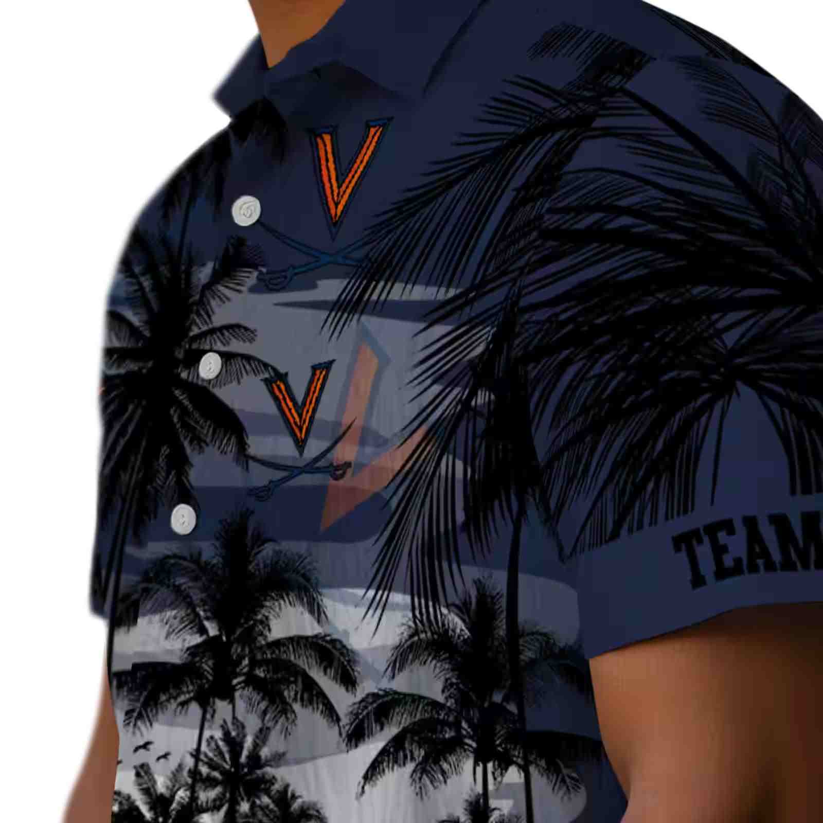 custom virginia cavaliers sunset scene blue black hawaiian shirt trendy