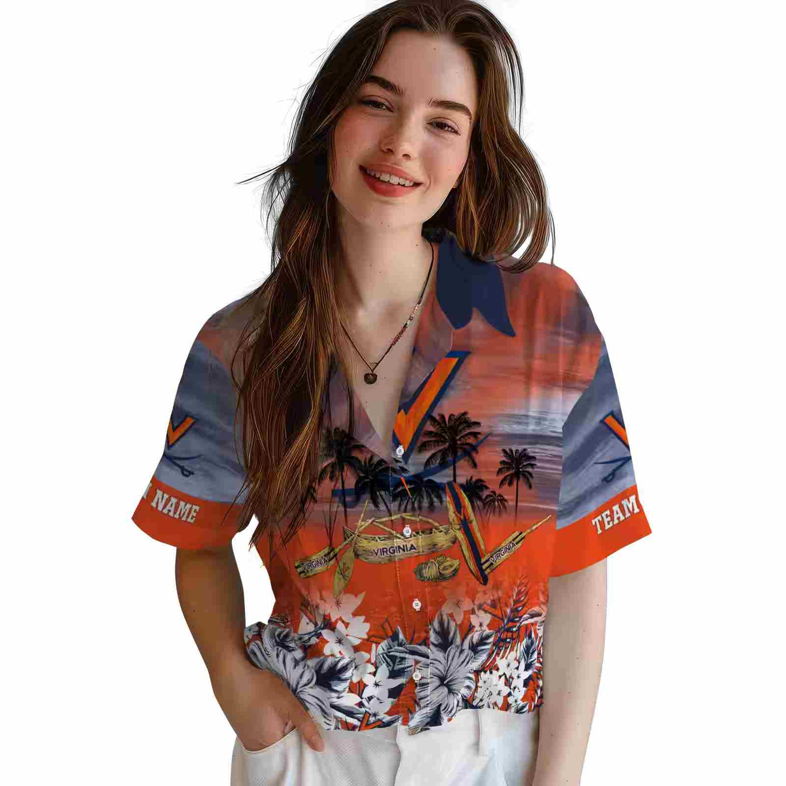 custom virginia cavaliers tropical canoe blue hawaiian shirt latest model