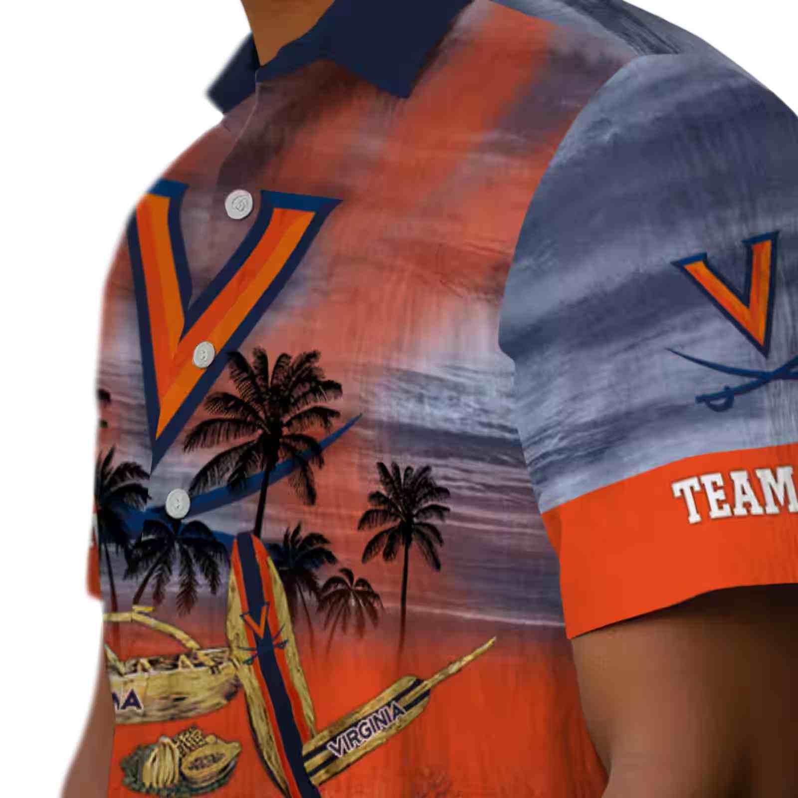 custom virginia cavaliers tropical canoe blue hawaiian shirt trendy